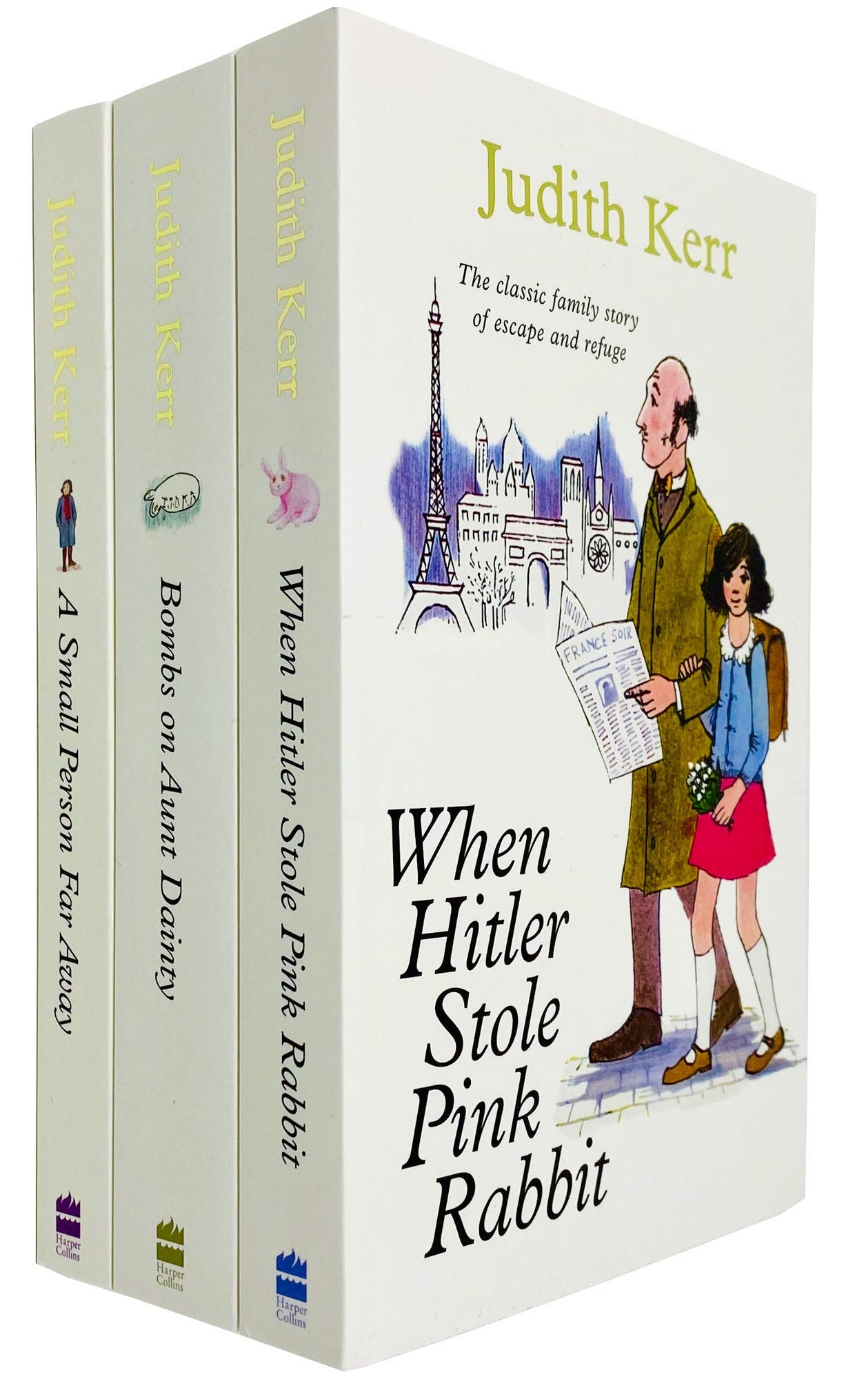 Judith Kerr 3 Books Collection Set (When Hitler Stole Pink Rabbit, Bombs on Aunt Dainty & A Small Person Far Away)