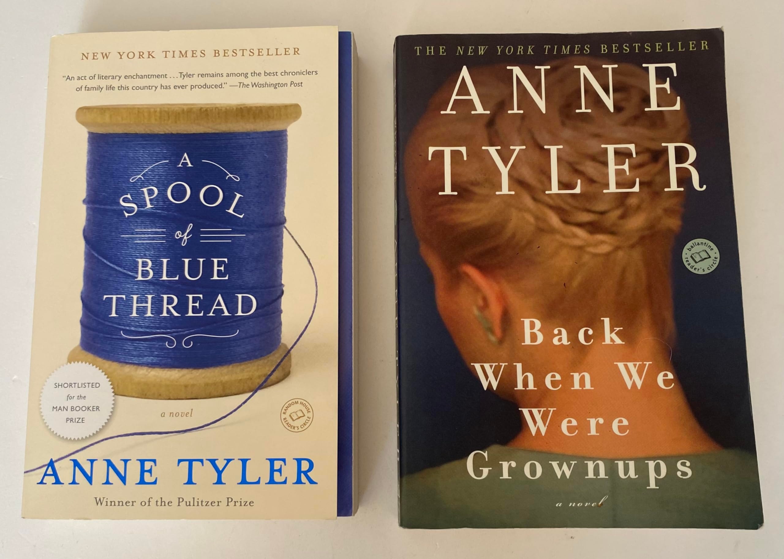 2 Anne Tyler Books! 1) A Spool of Blue Thread 2) Back When We Were Grownups