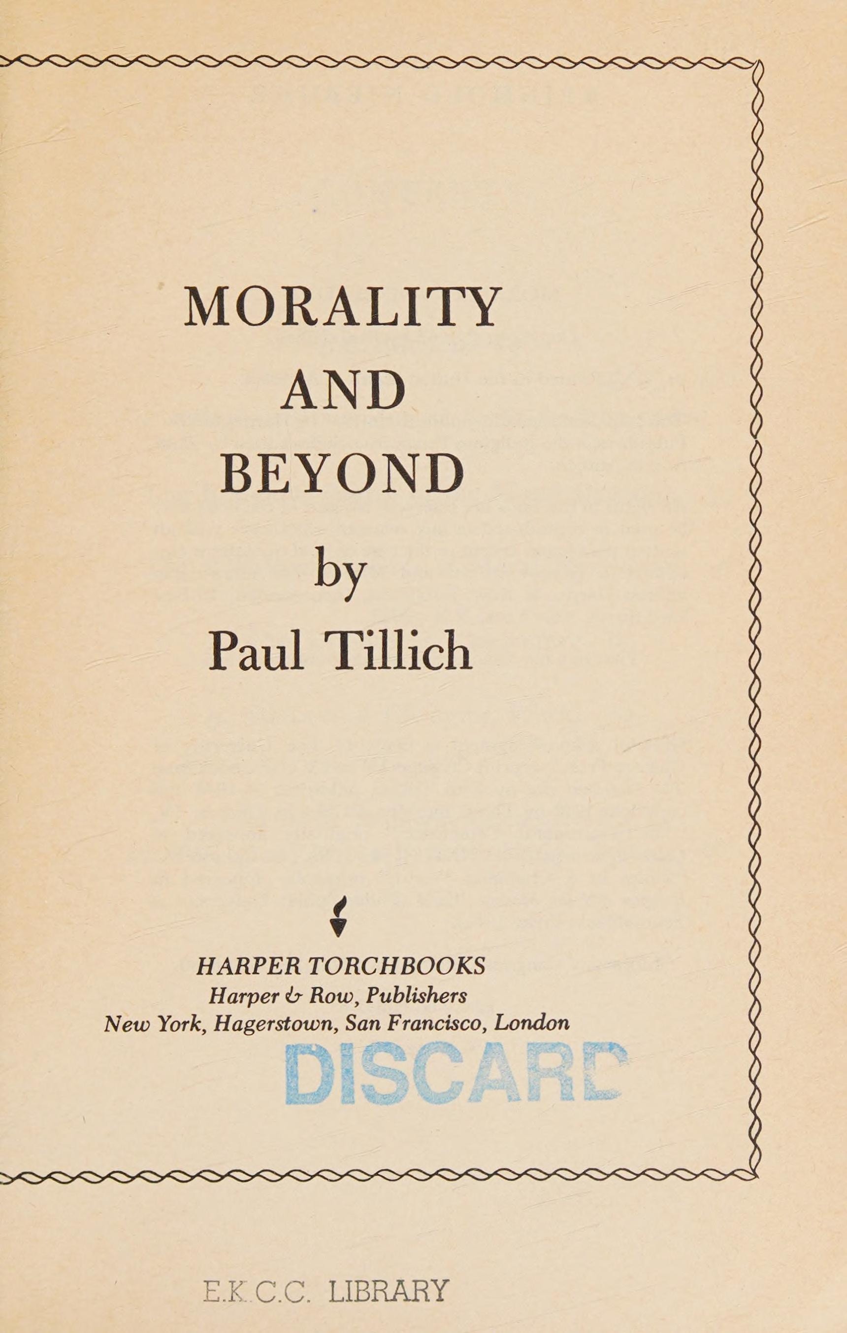 Morality and Beyond