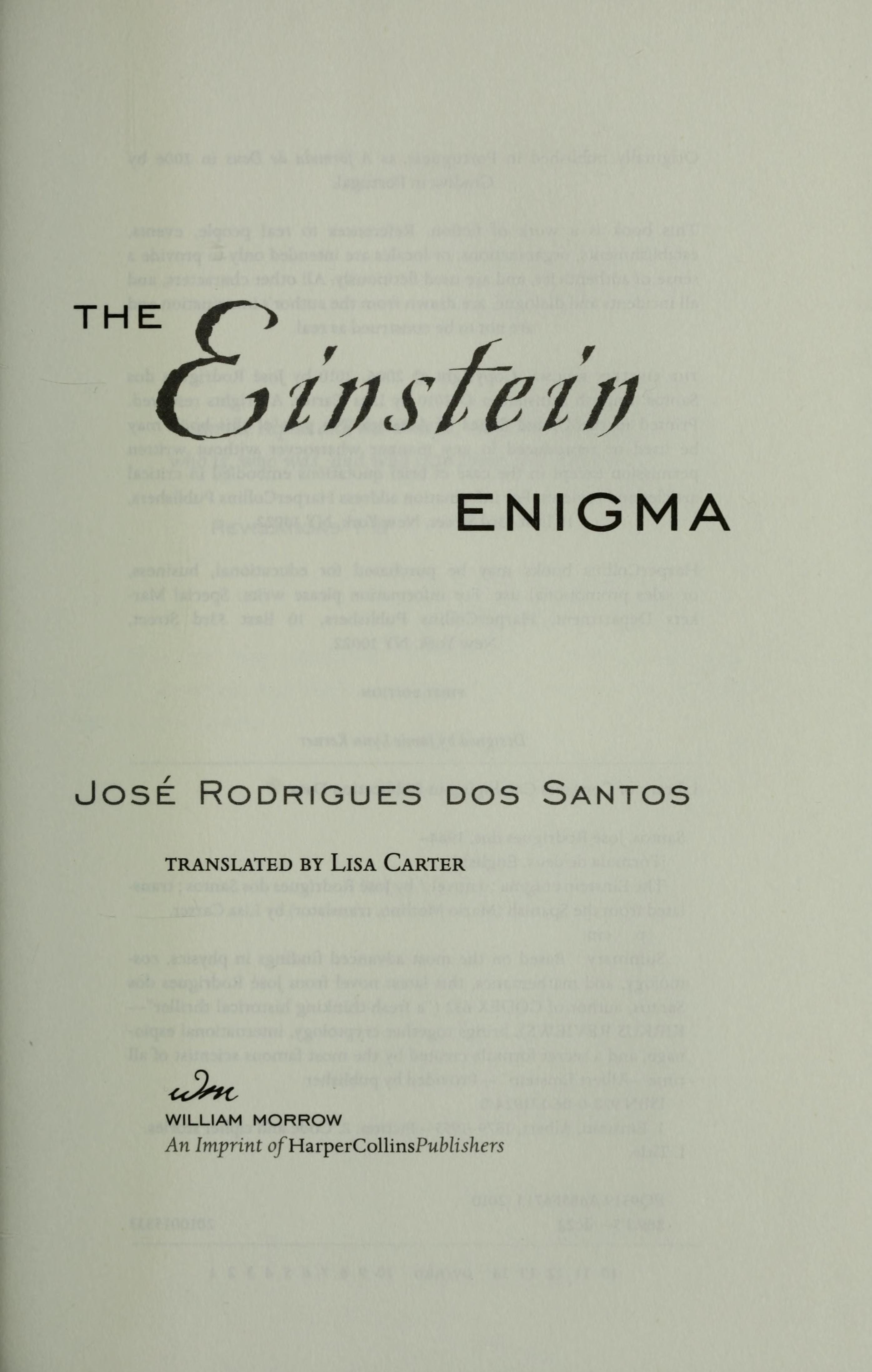The Einstein Enigma A Novel