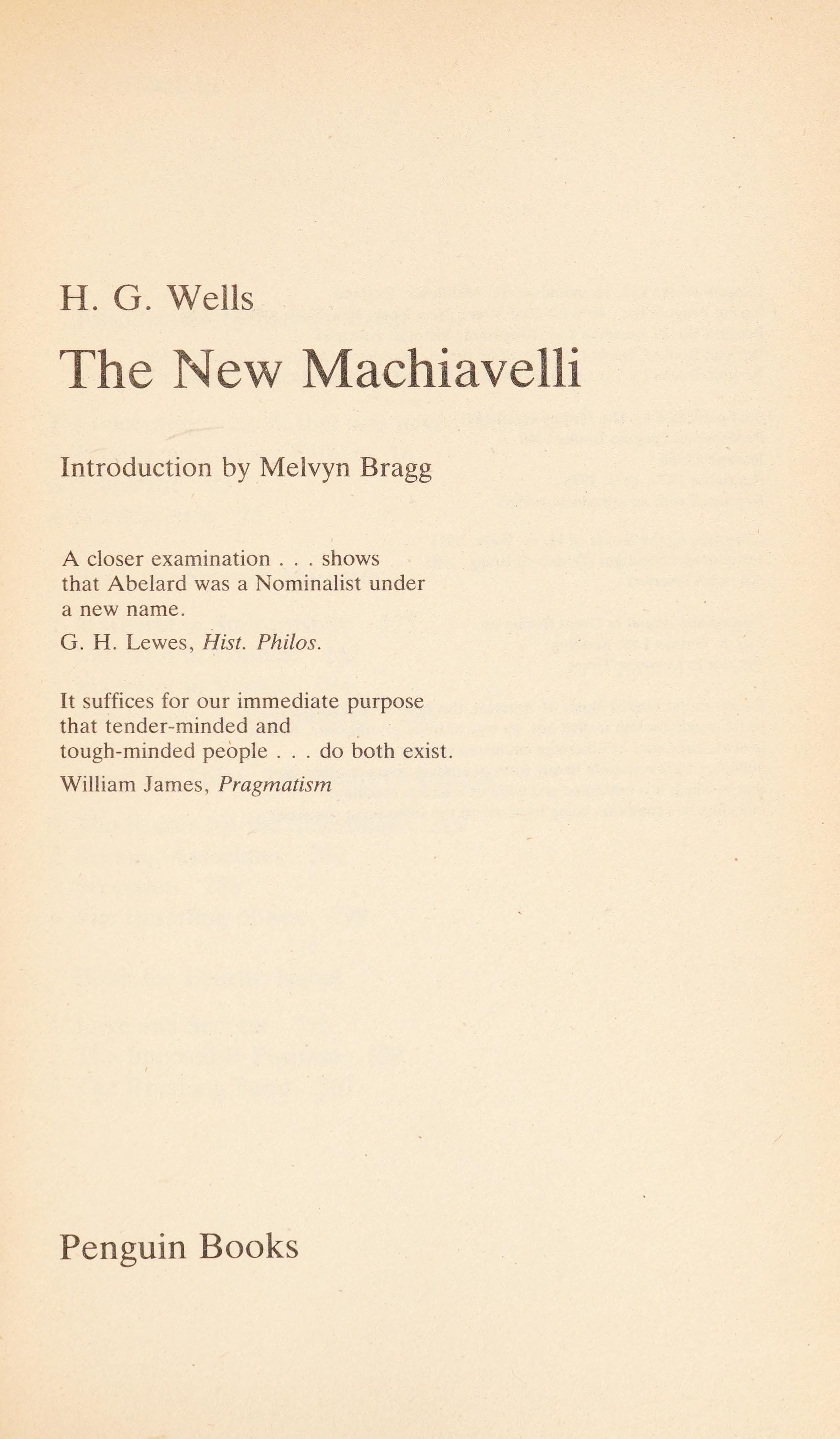 The New Machiavelli