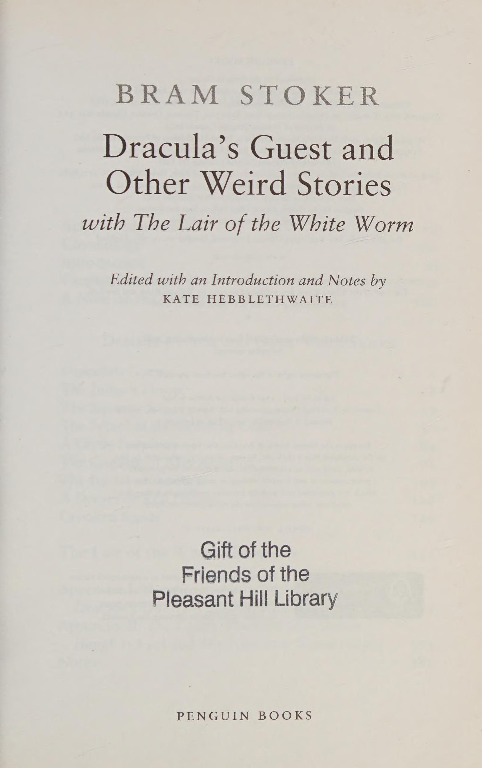 Dracula's Guest and Other Weird Tales