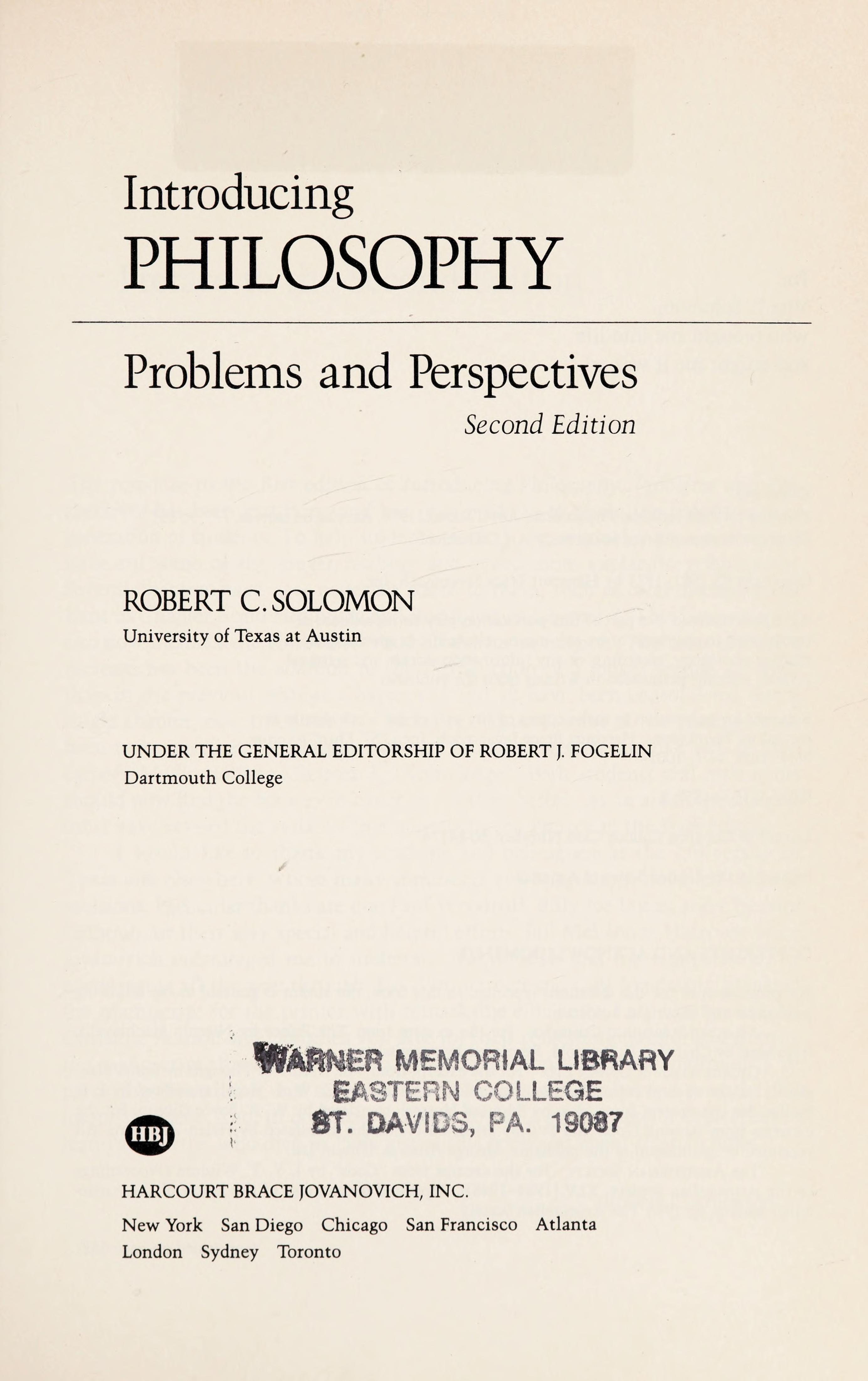 Introducing Philosophy Problems and Perspectives