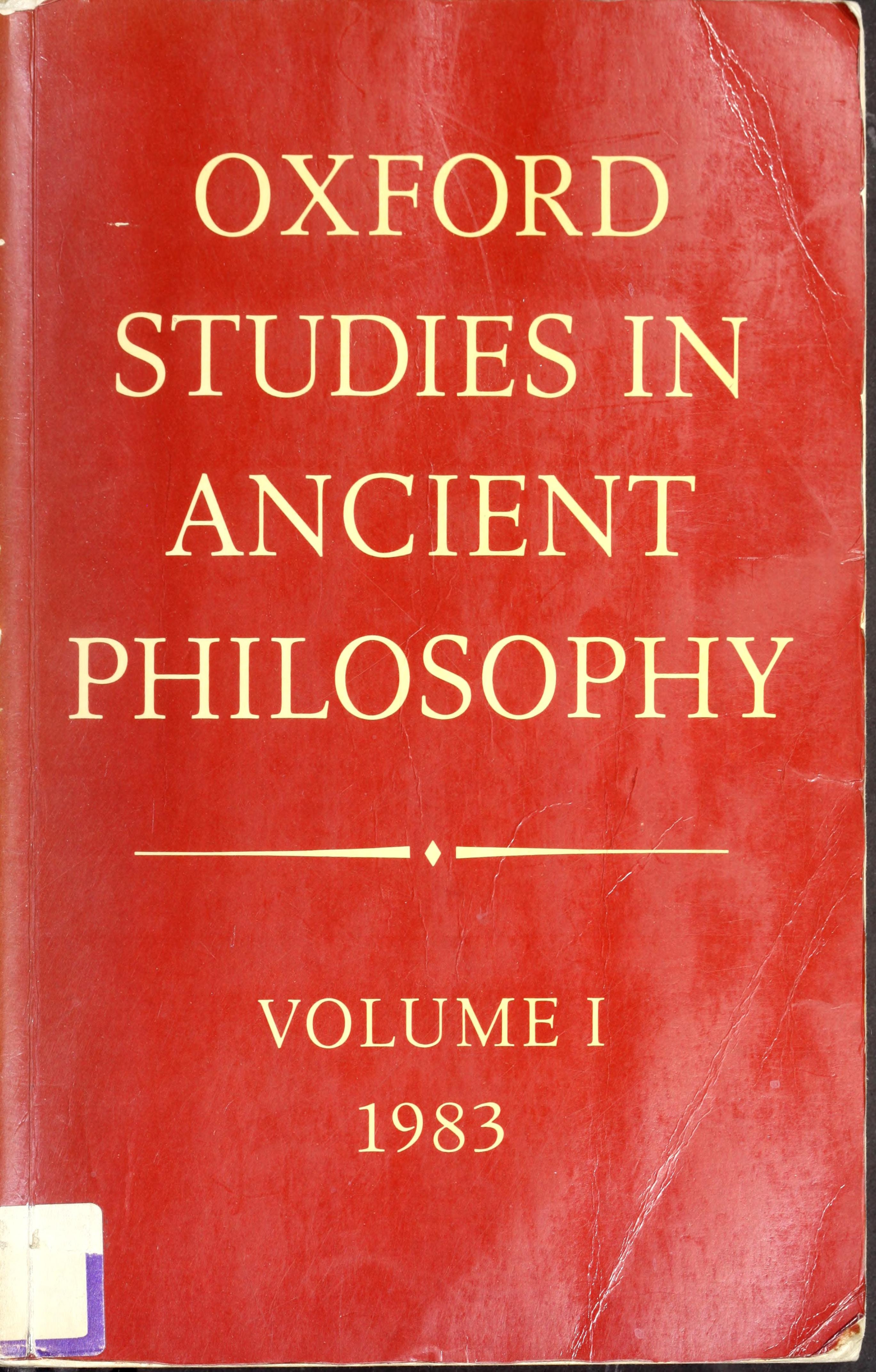 Oxford Studies in Ancient Philosophy: Volume I: 1983