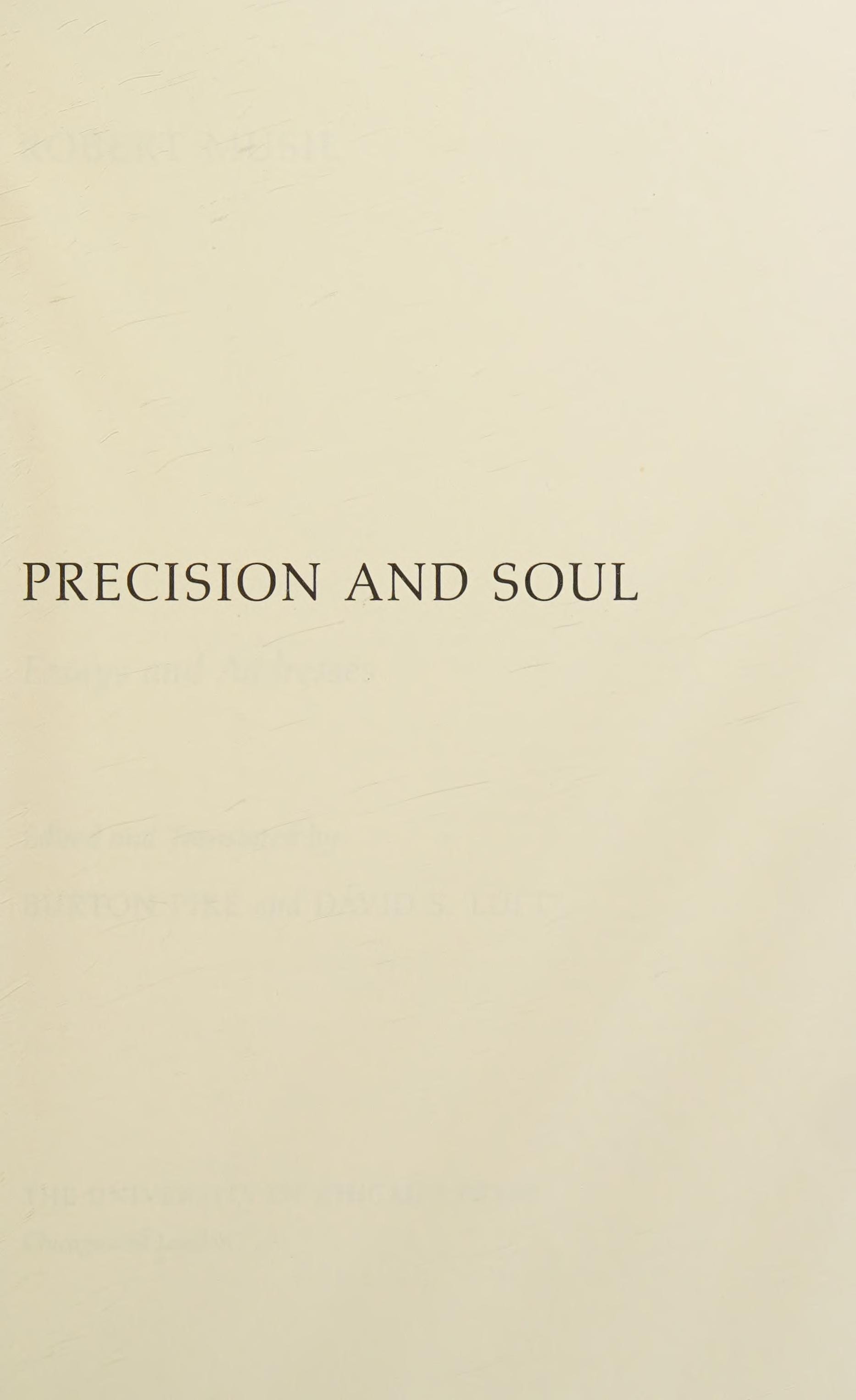 Precision and Soul Essays and Addresses