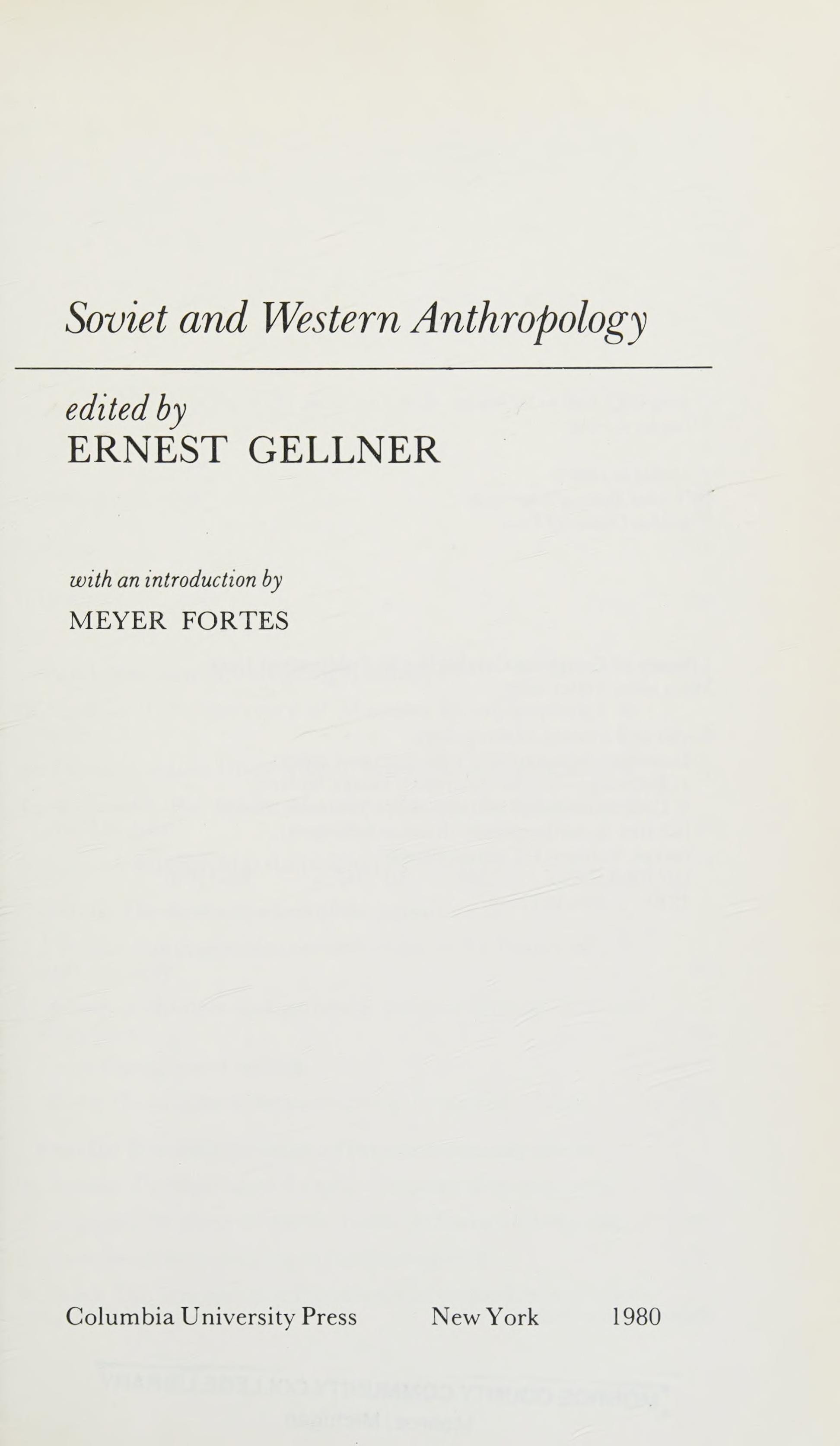 Soviet and Western Anthropology