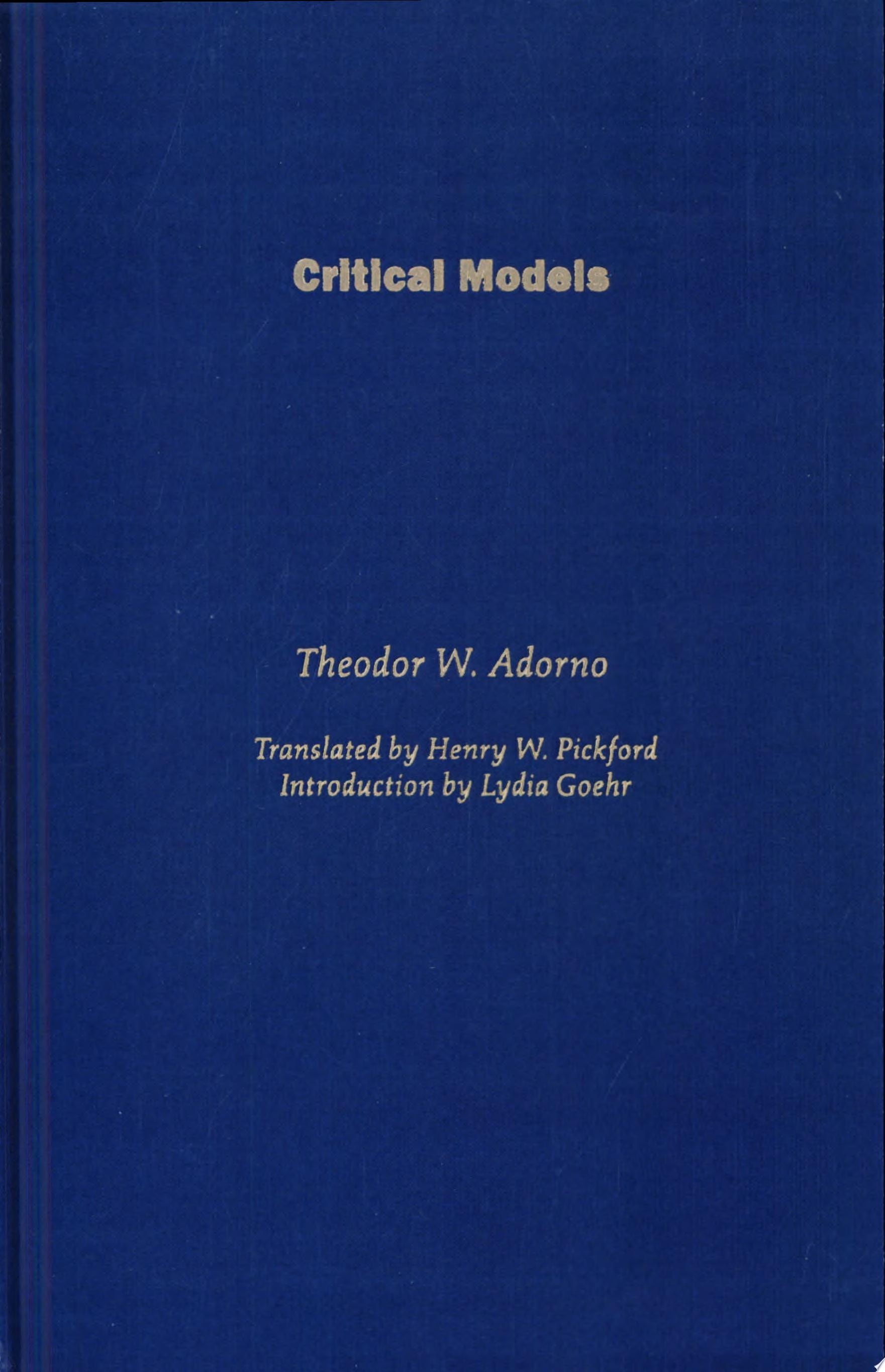 Critical Models Interventions and Catchwords