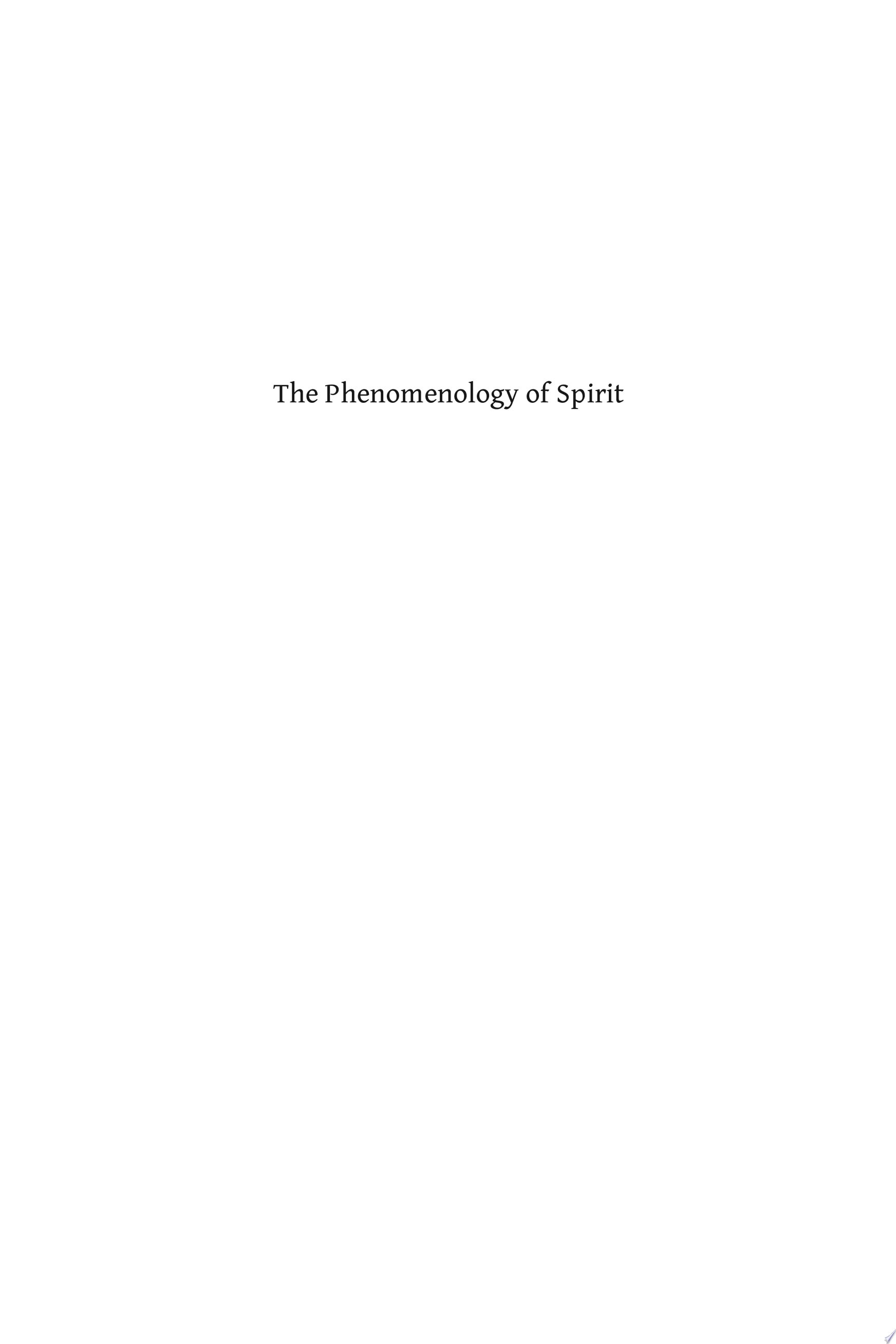 The Phenomenology of Spirit
