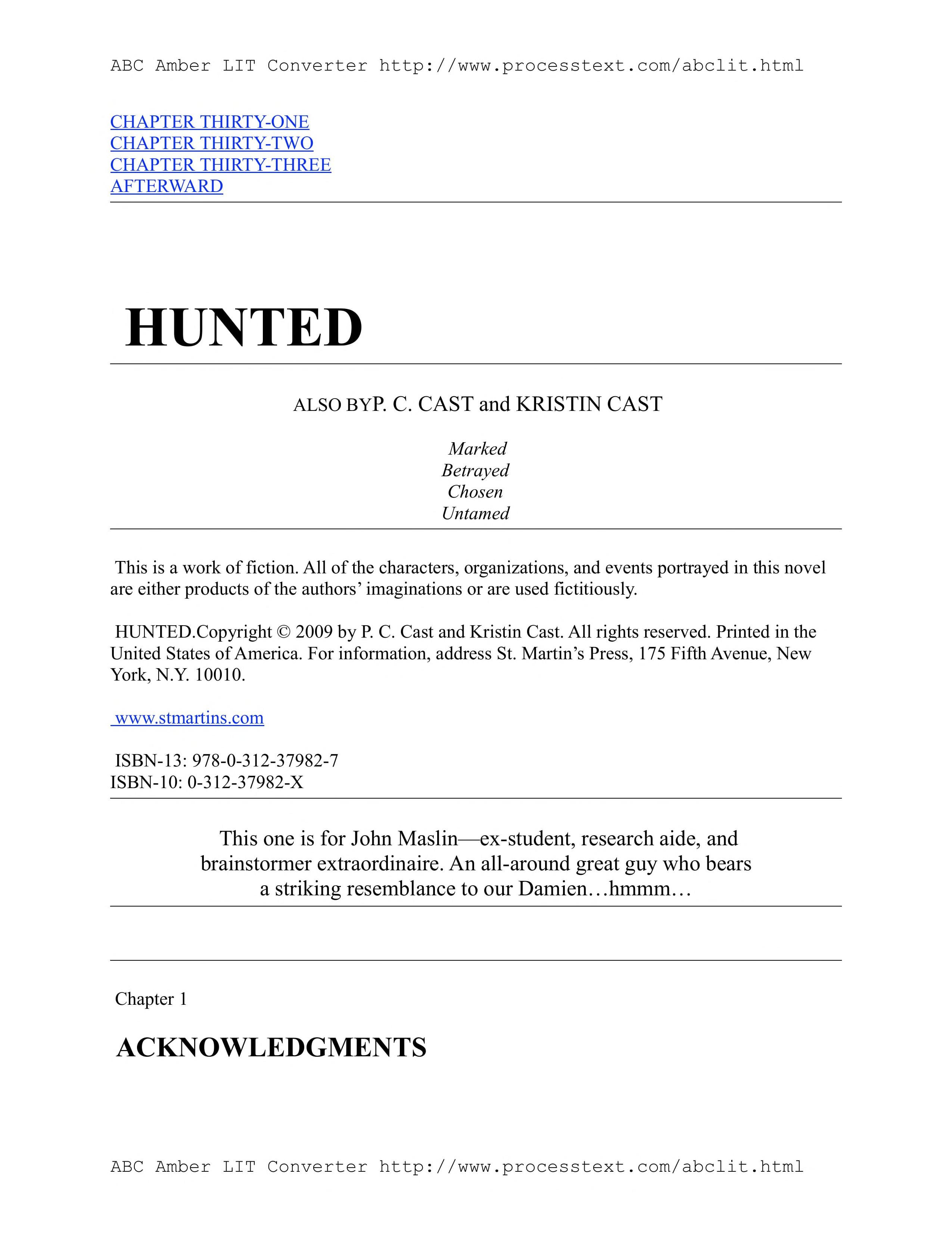 Hunted A House of Night Novel