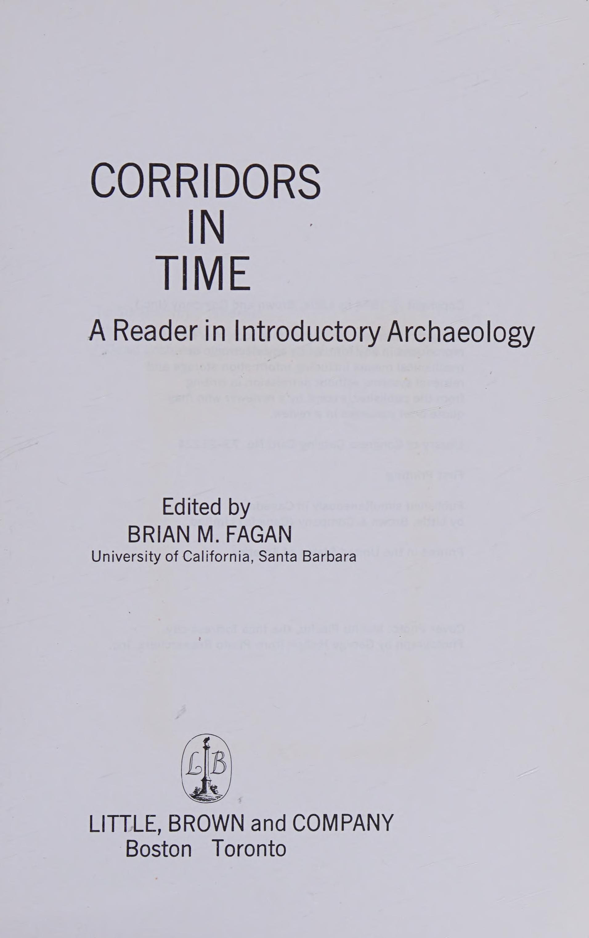 Corridors in Time a Reader in Introductory Archaeology