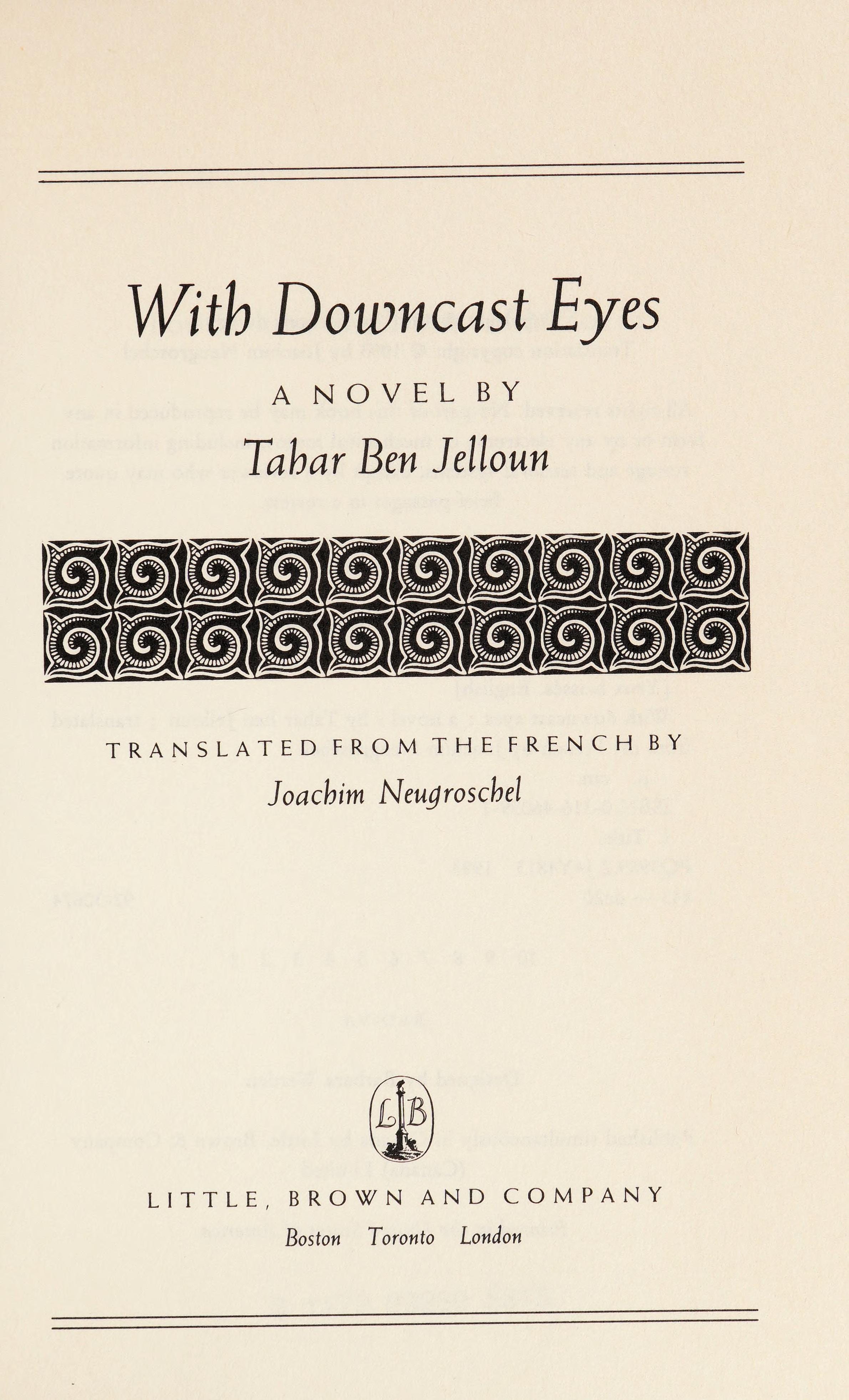 With Downcast Eyes A Novel
