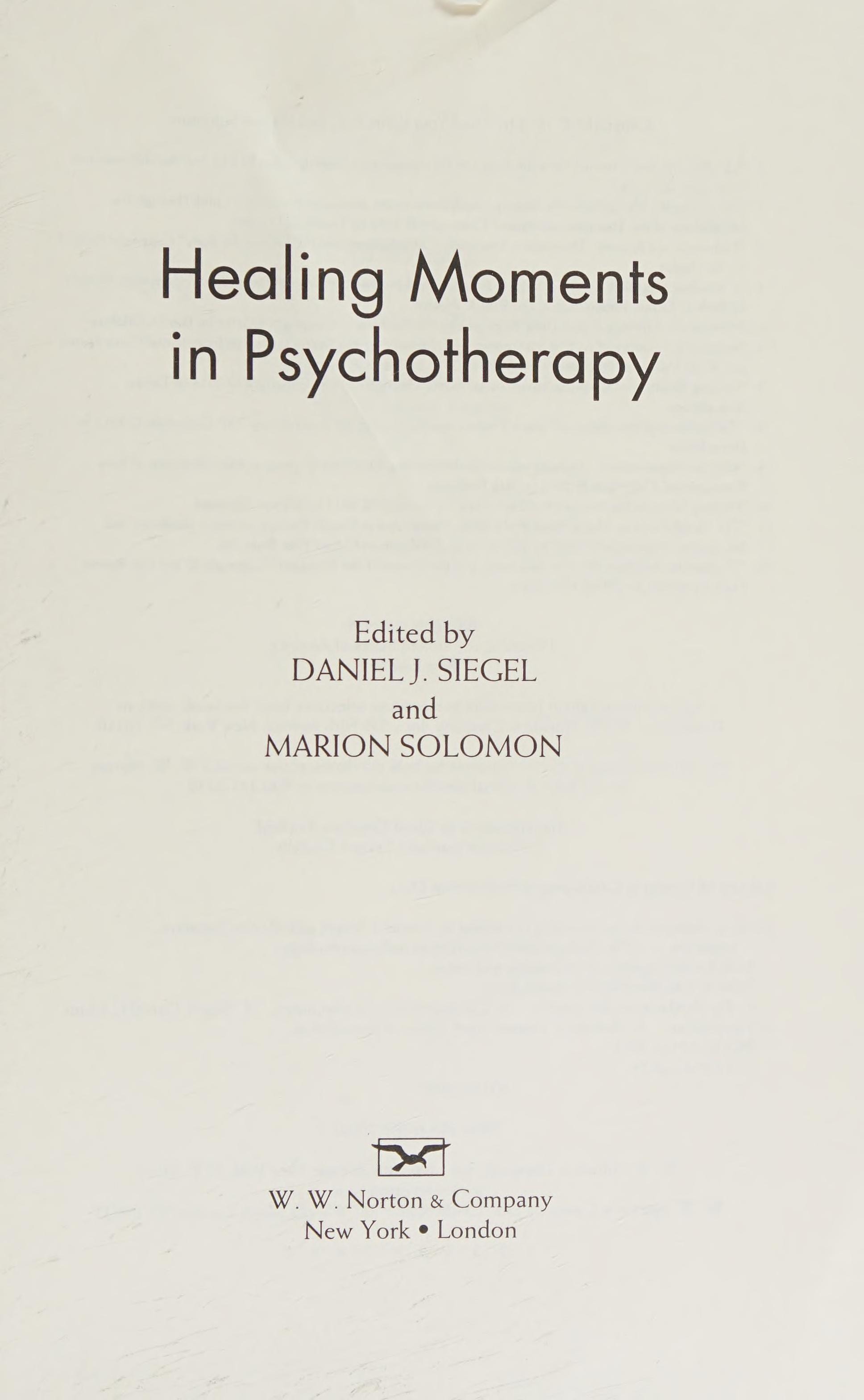 Healing Moments in Psychotherapy