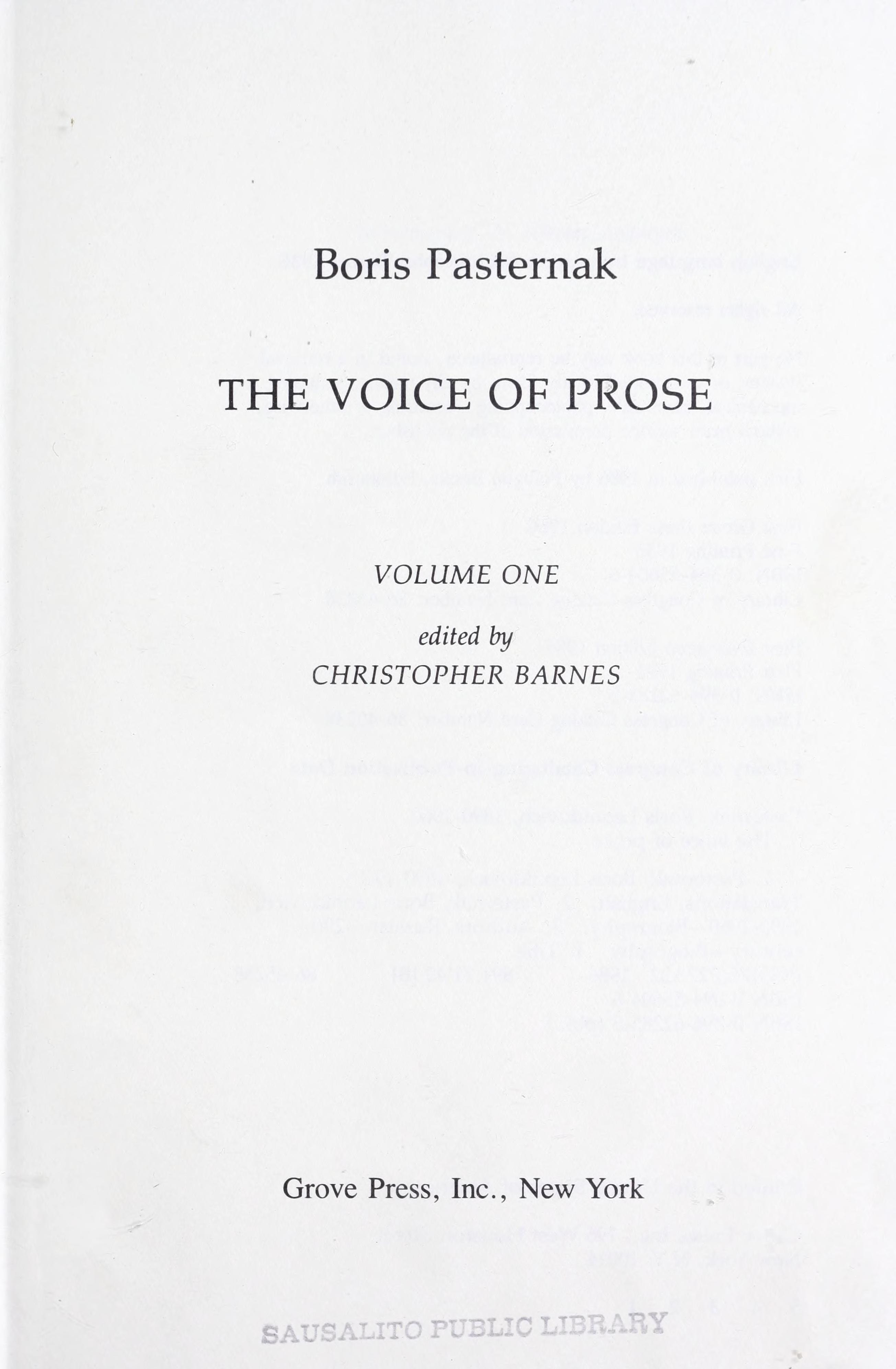 The Voice of Prose: Early prose and autobiography