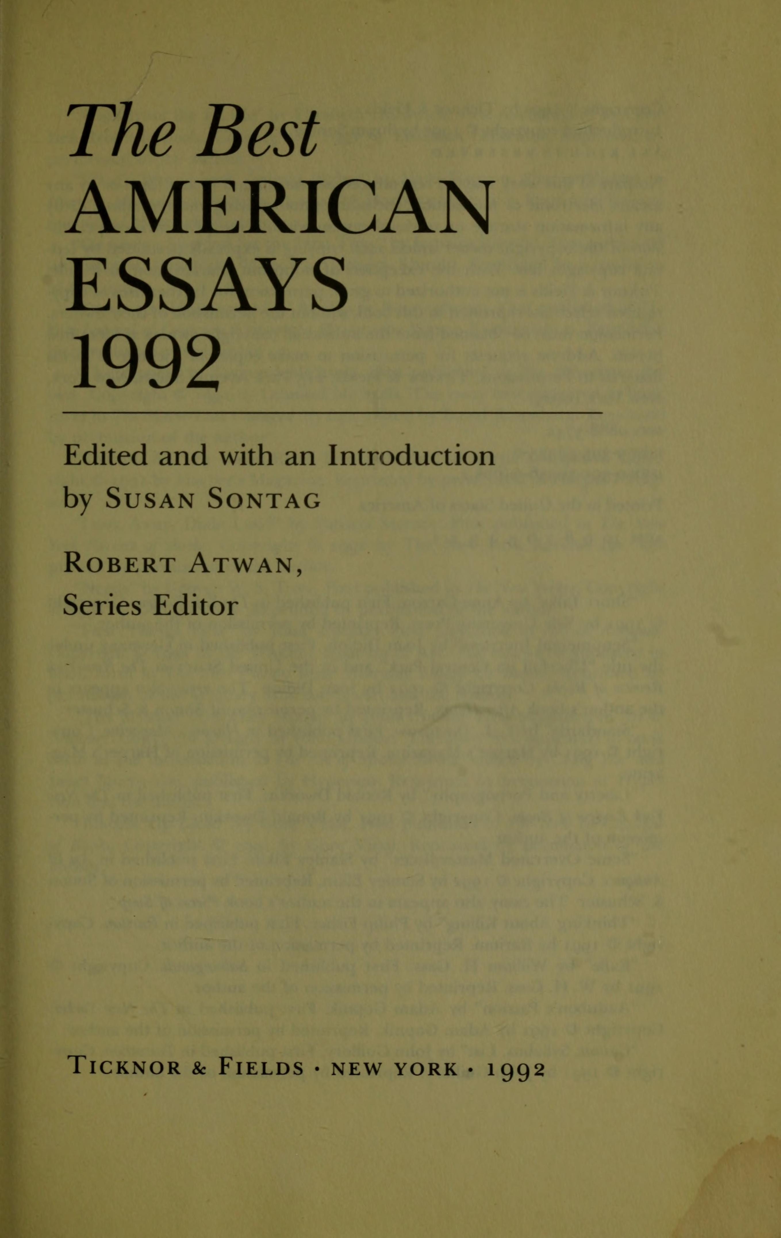 The Best American Essays 1992