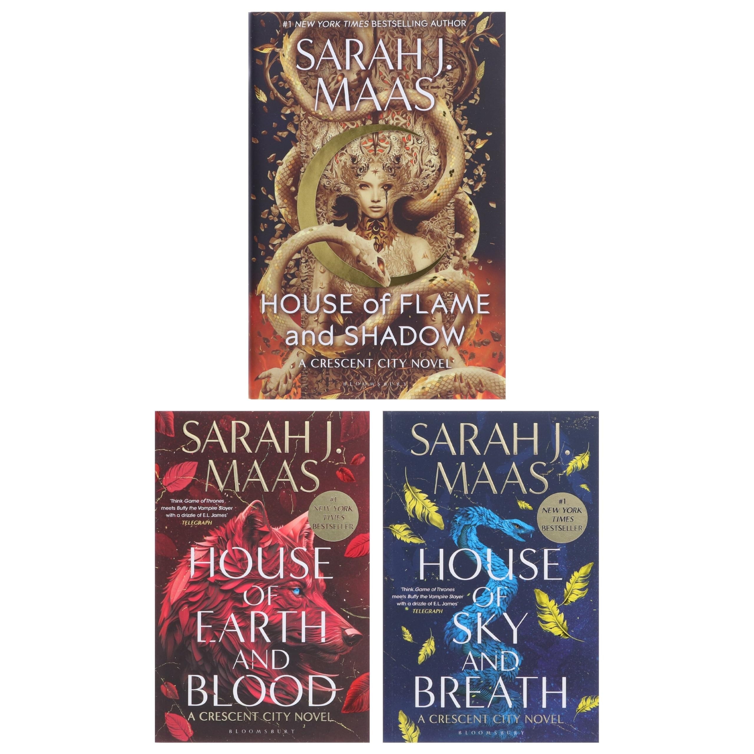 Crescent City Series Set of 3 Books. House of Earth and Blood, House of Sky and Breath and House of Flame and Shadow