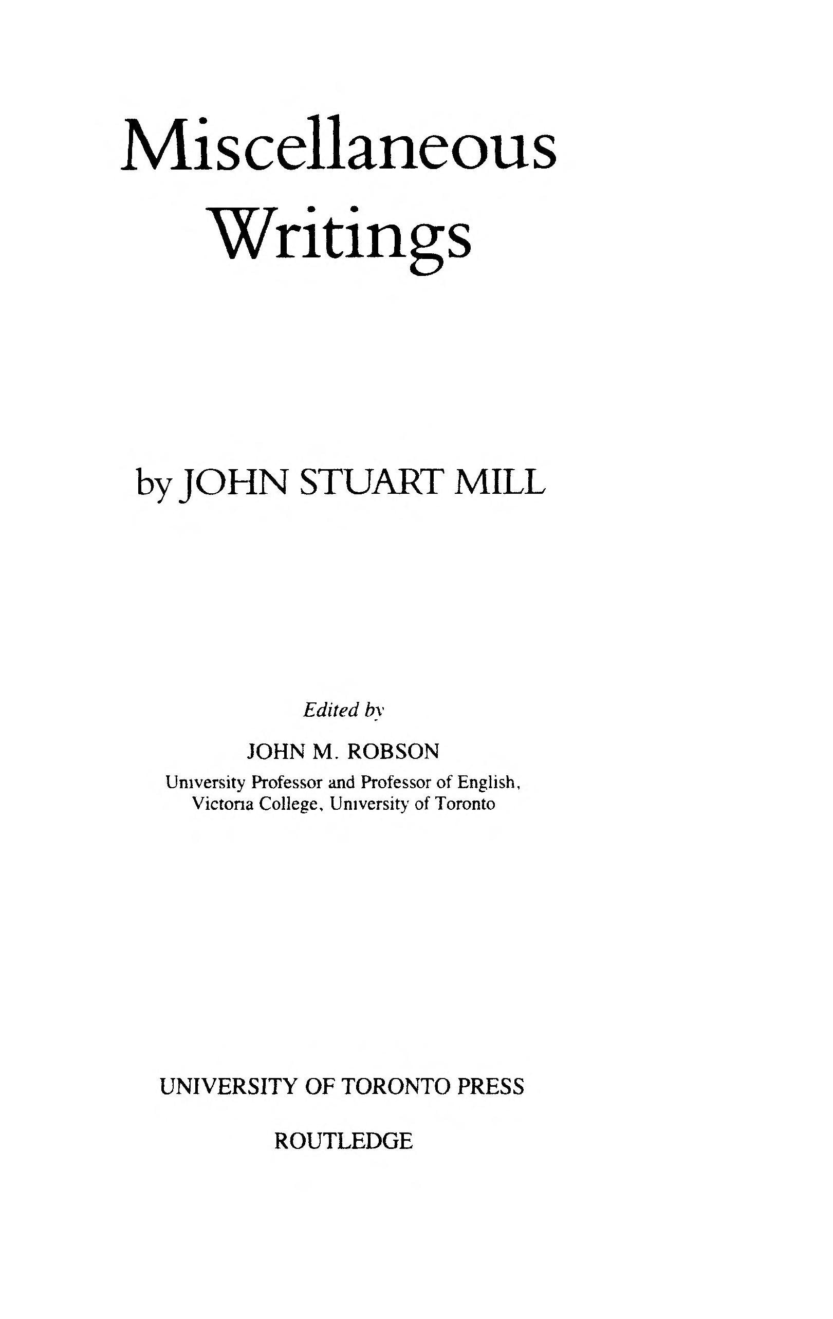 Miscellaneous Writings
