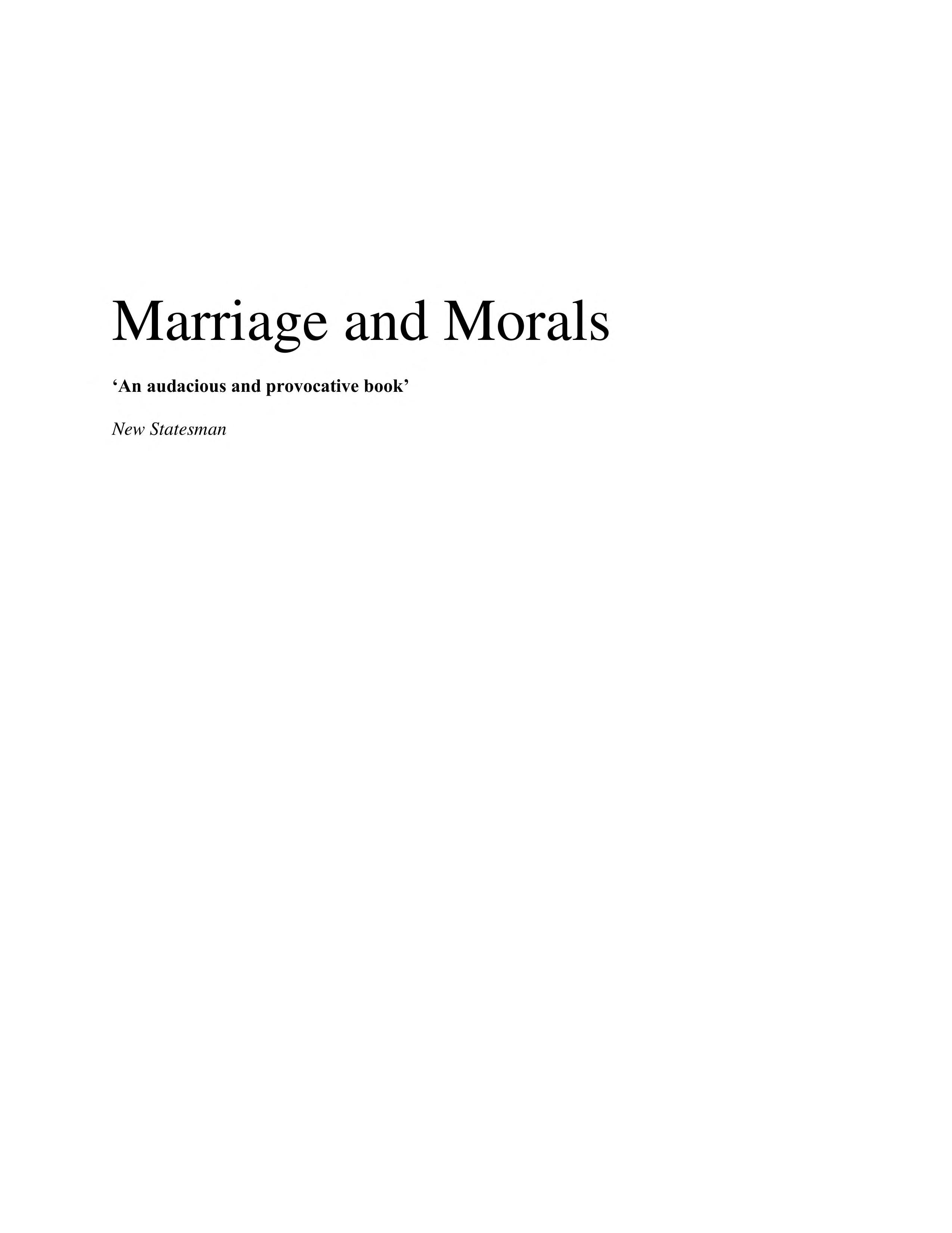 Marriage and Morals