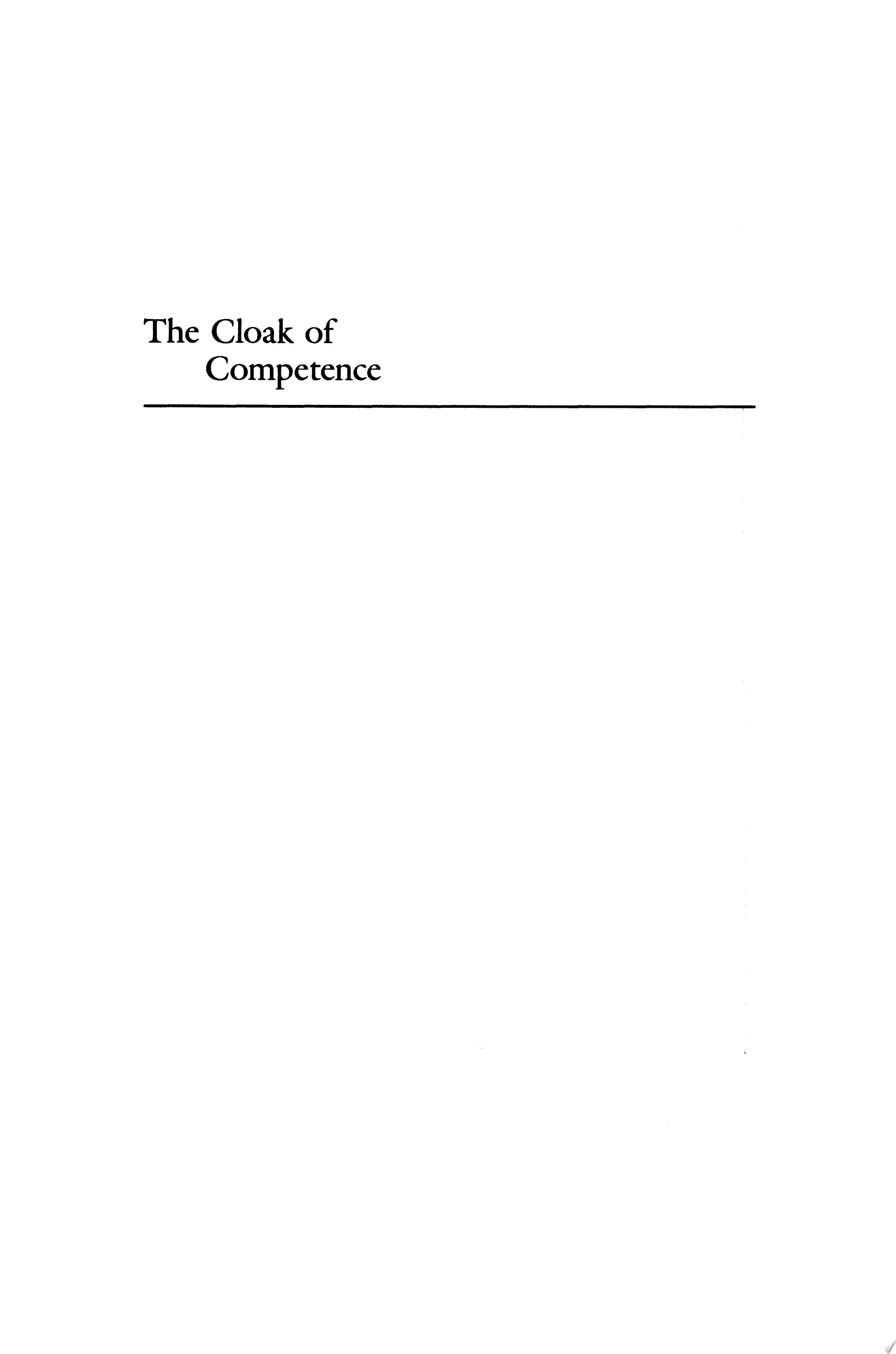 The Cloak of Competence, Revised and Updated Edition