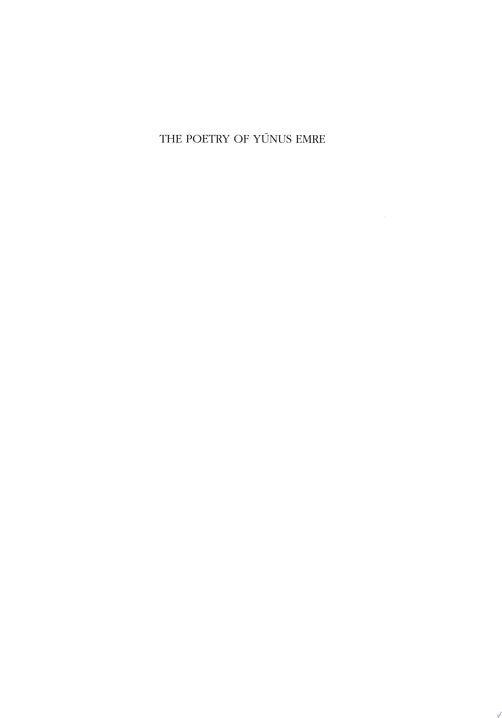 The Poetry of Yunus Emre, A Turkish Sufi Poet