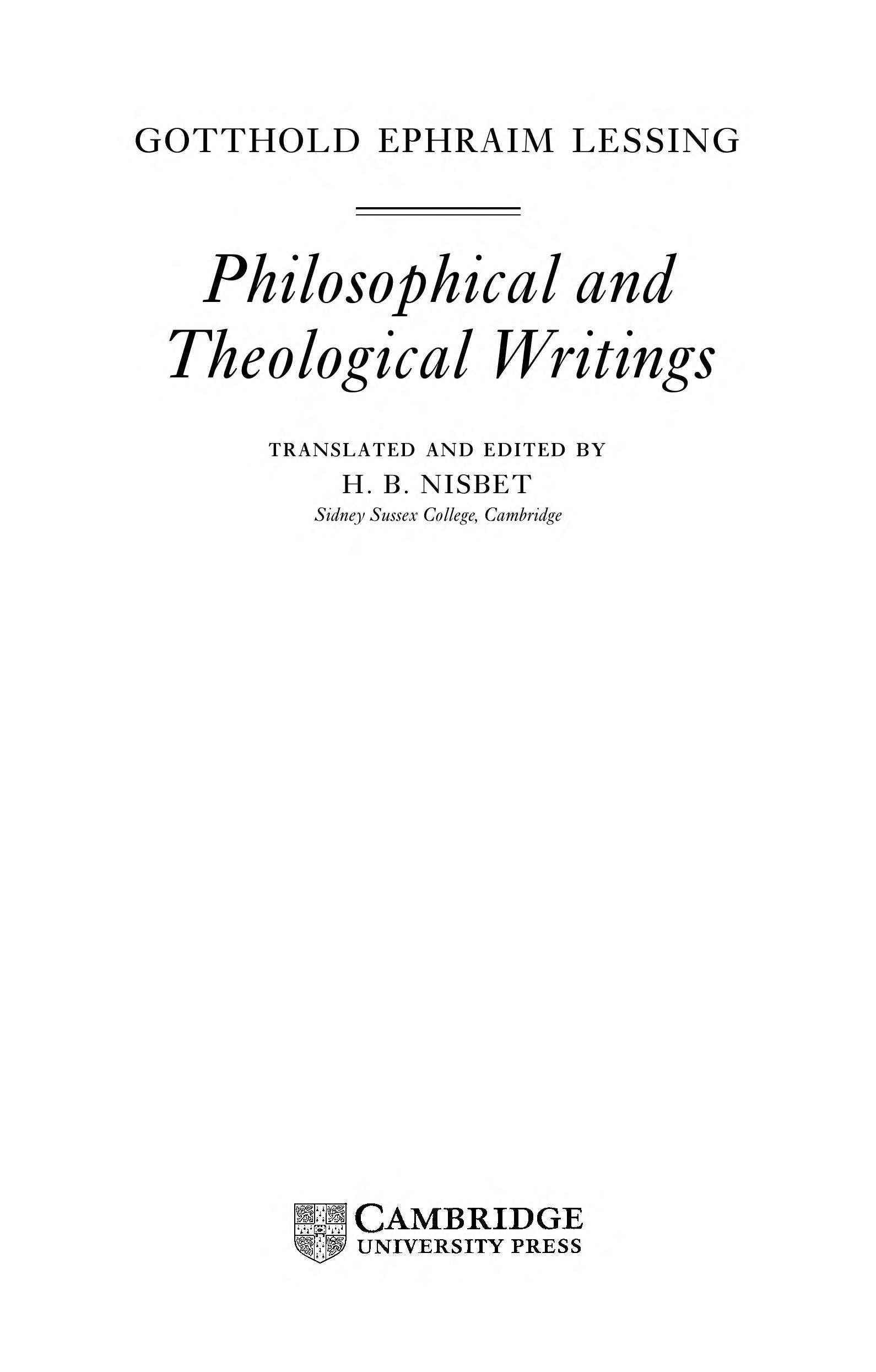 Lessing: Philosophical and Theological Writings