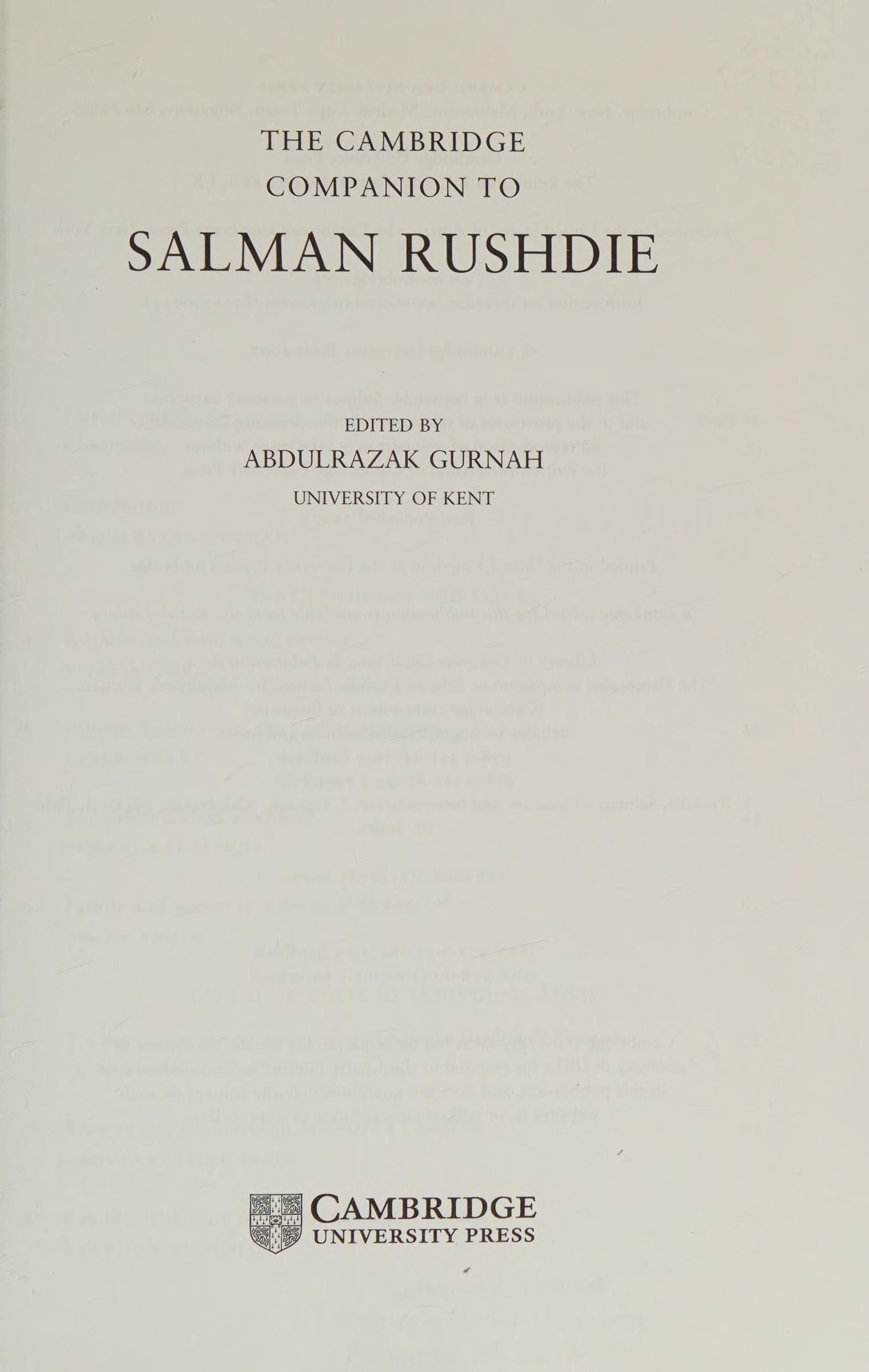 The Cambridge Companion to Salman Rushdie