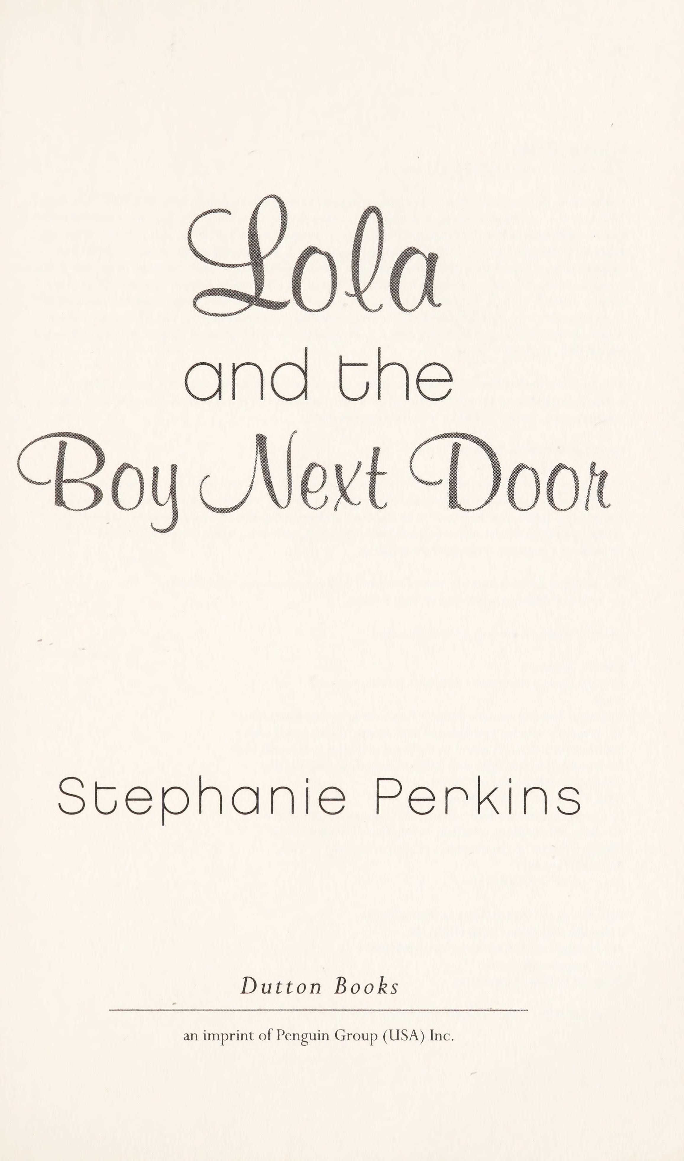Lola and the Boy Next Door