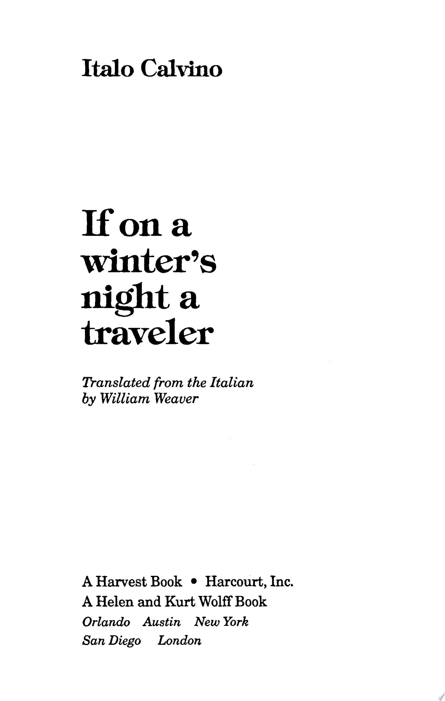 If on a Winter's Night a Traveler