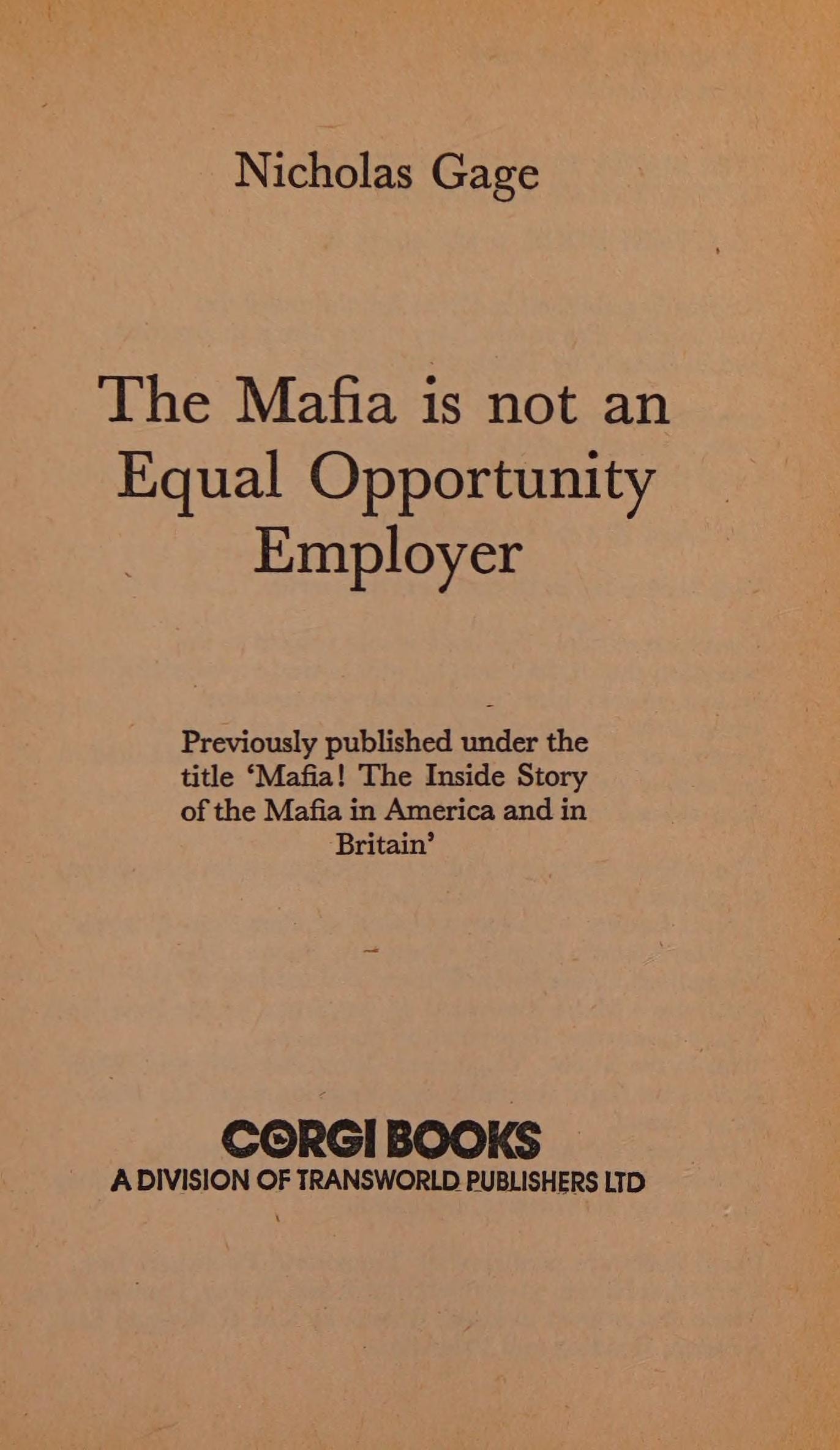 The Mafia is Not an Equal Opportunity Employer