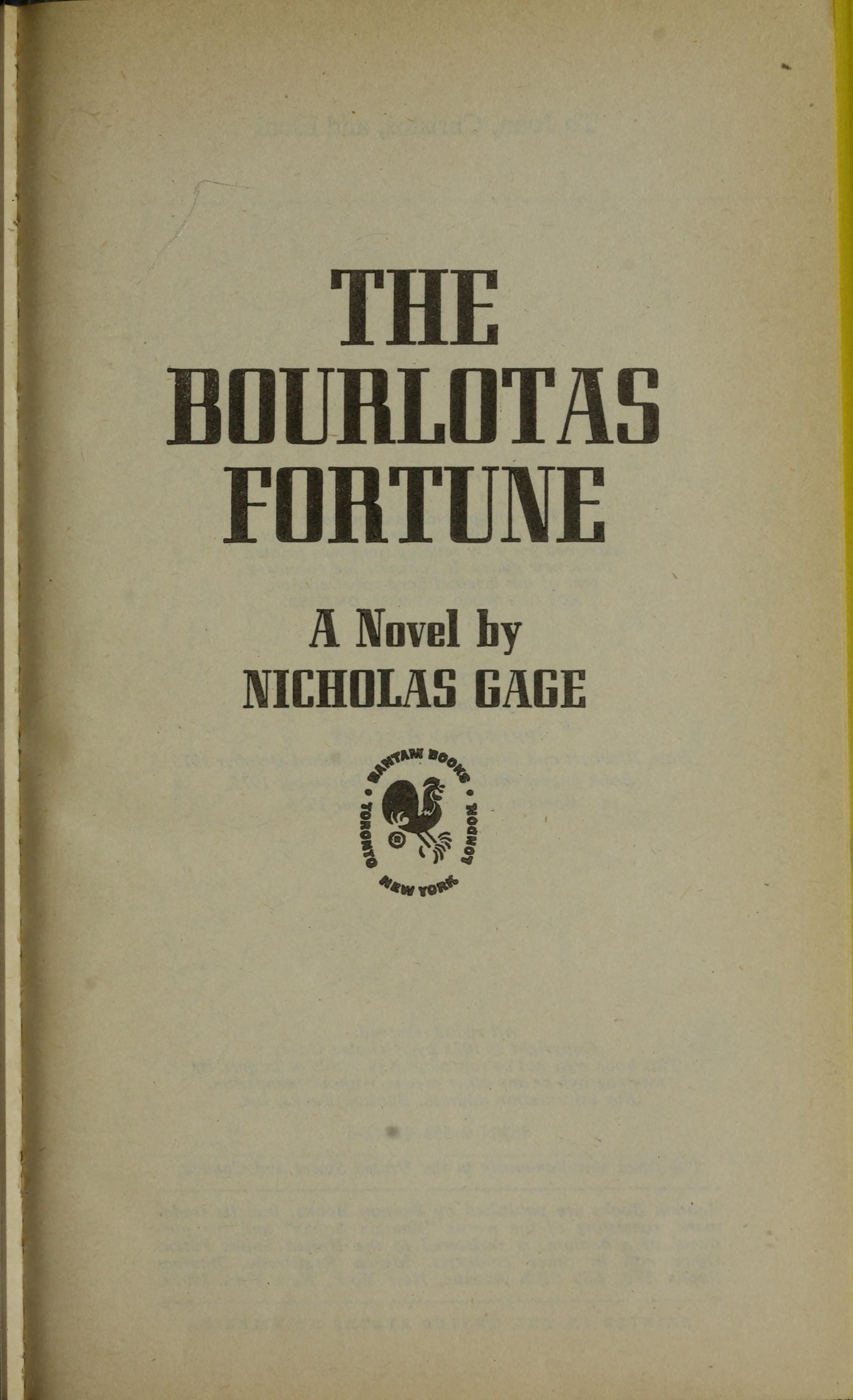 The Bourlotas Fortune A Novel