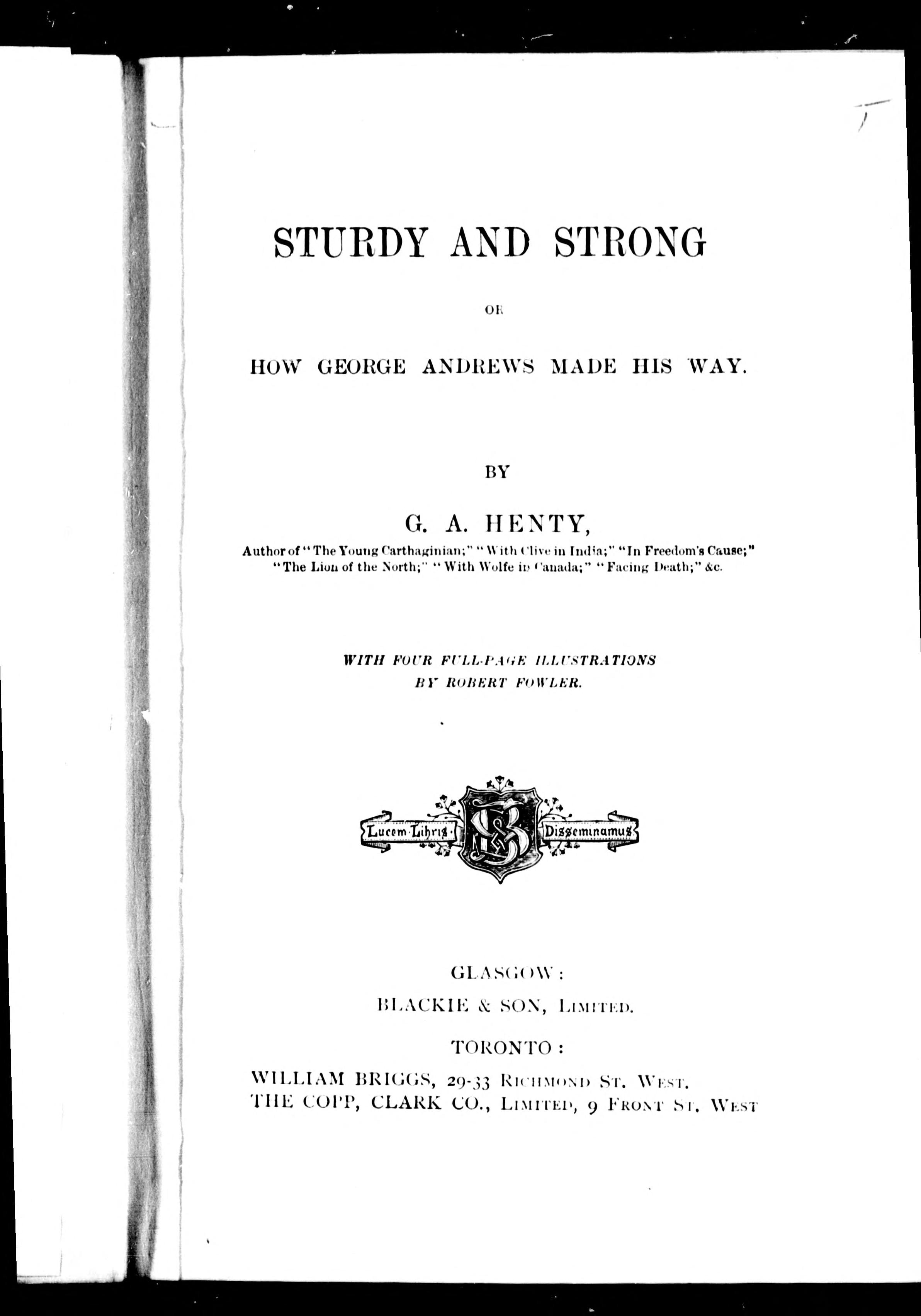 Sturdy and Strong Or, How George Andrews Made His Way