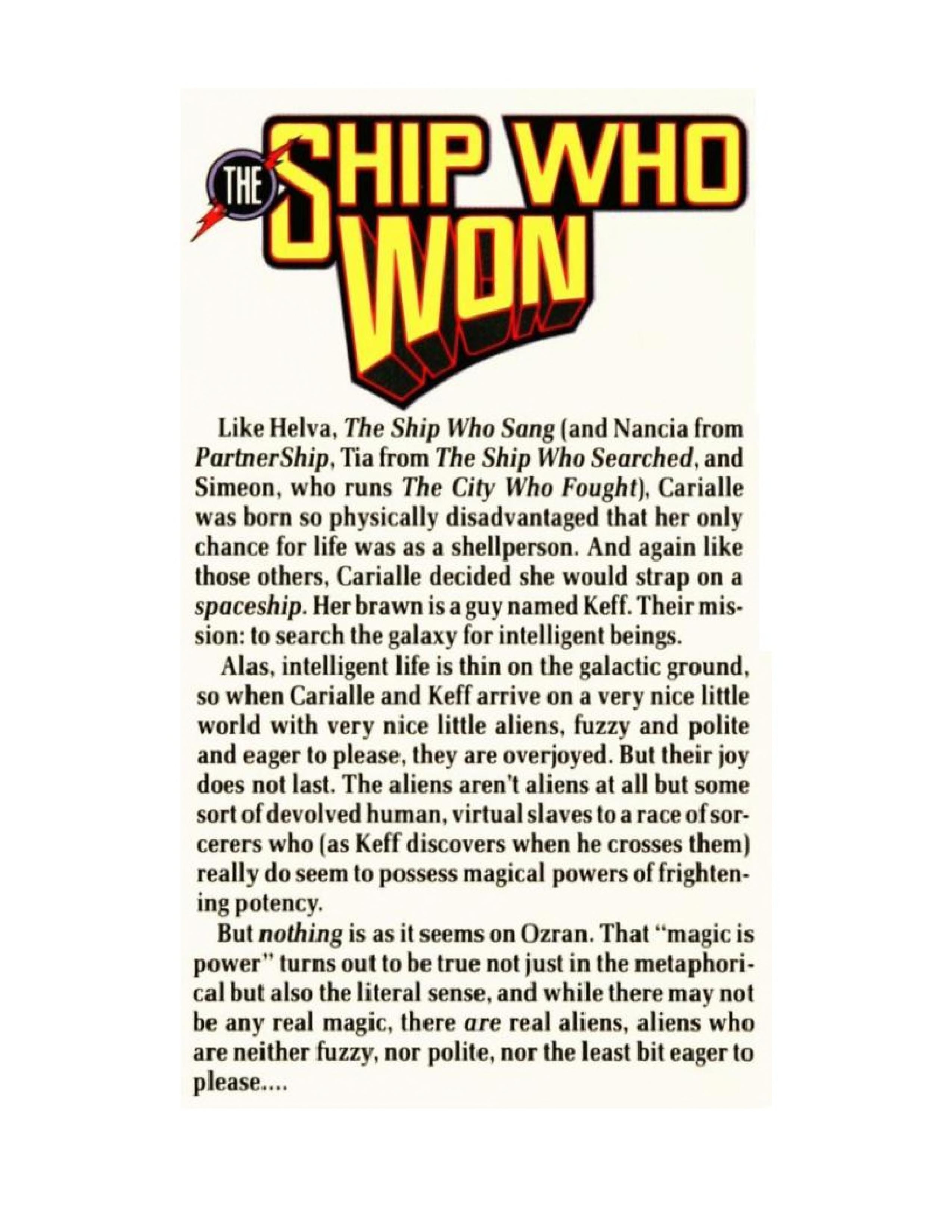 The Ship who Won