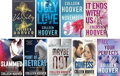 Colleen Hoover 9 Books Collection Set Verity; Ugly Love; November 9; It Ends With Us; Point Of Retreat; Confess; Slammed; All Your Perfects And Maybe Not