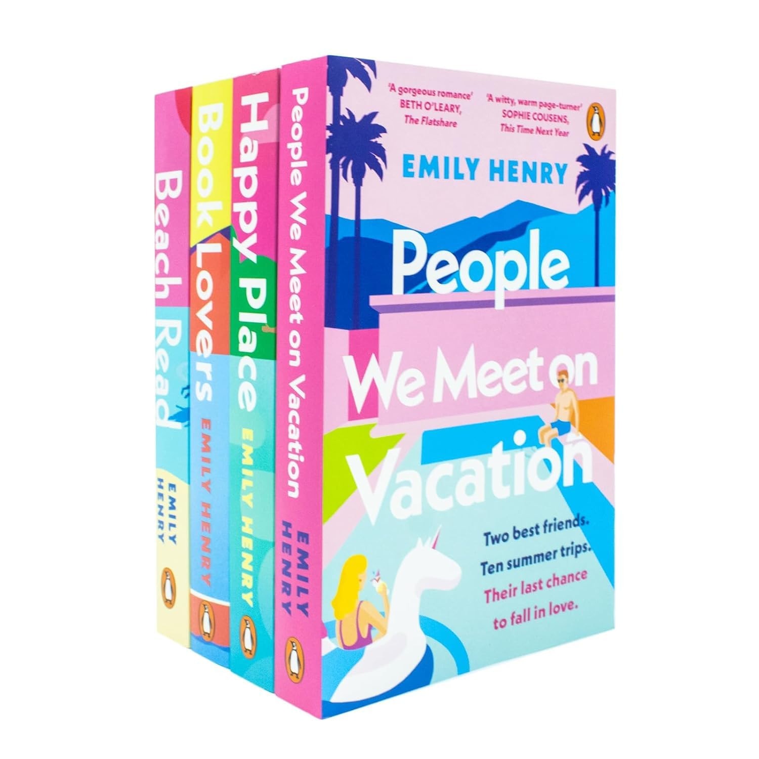 Emily Henry 4 Books Collection Set (Book Lovers, Beach Read, People We Meet on Vacation and Happy Place)