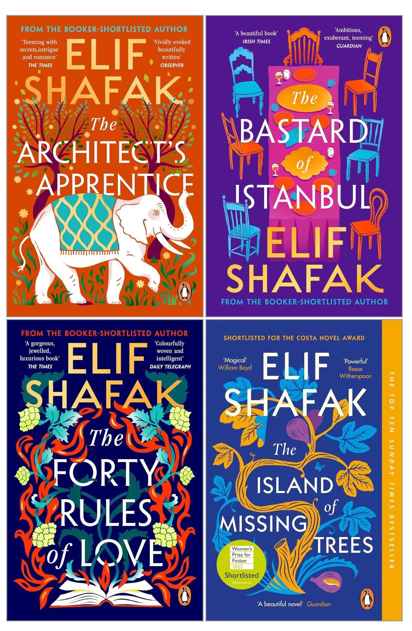Elif Shafak 4 Books Collection Set (The Architects Apprentice, The Island of Missing Trees, The Forty Rules of Love & The Bastard of Istanbul