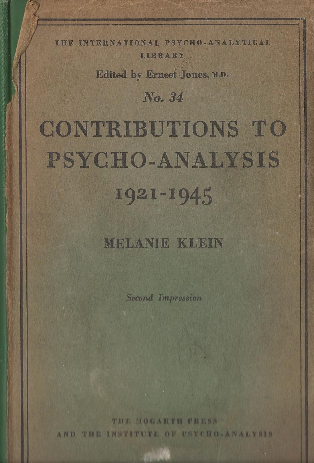 Contributions to Psycho-analysis, 1921-45
