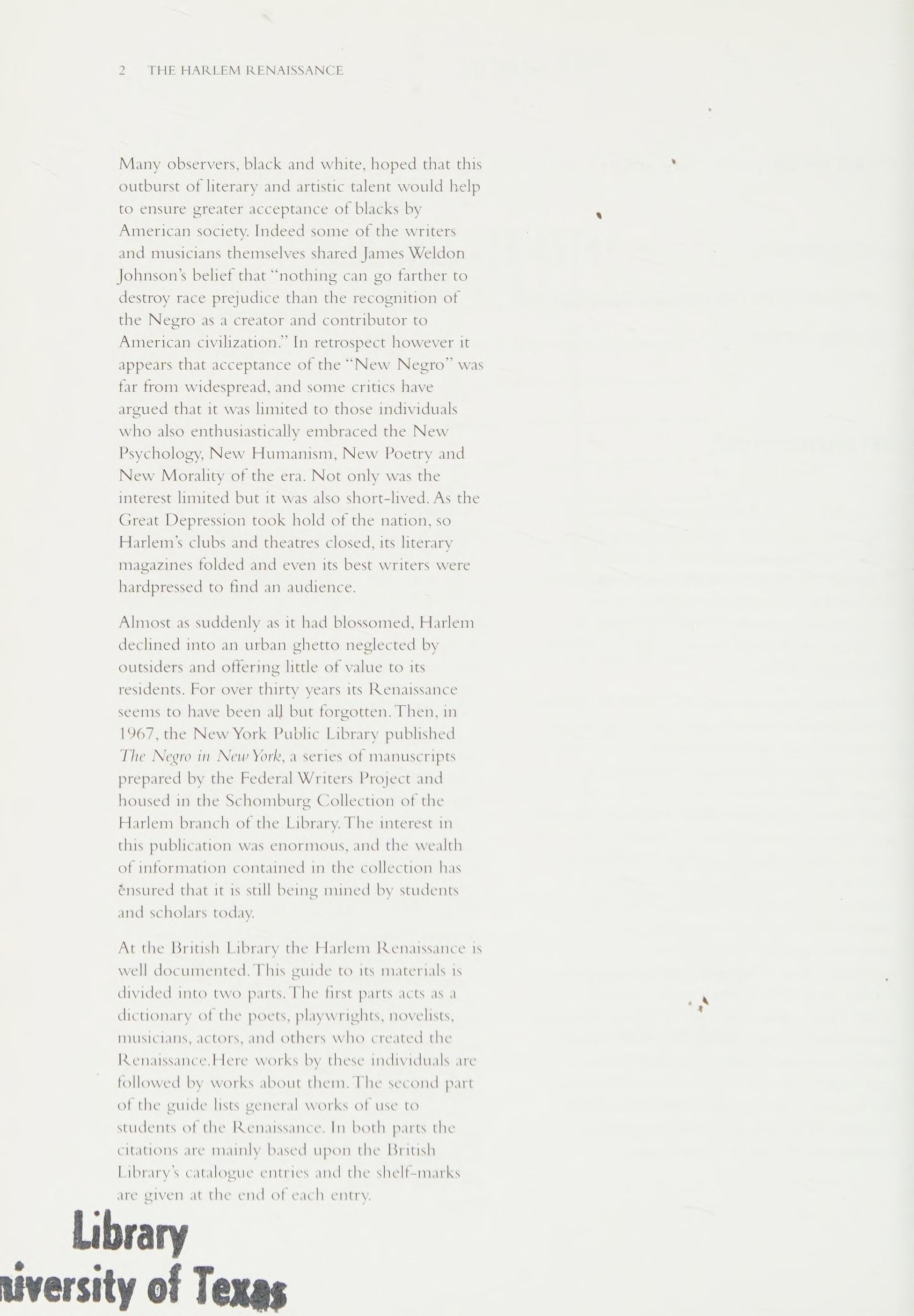 The Harlem Renaissance: A guide to materials in the British Library
