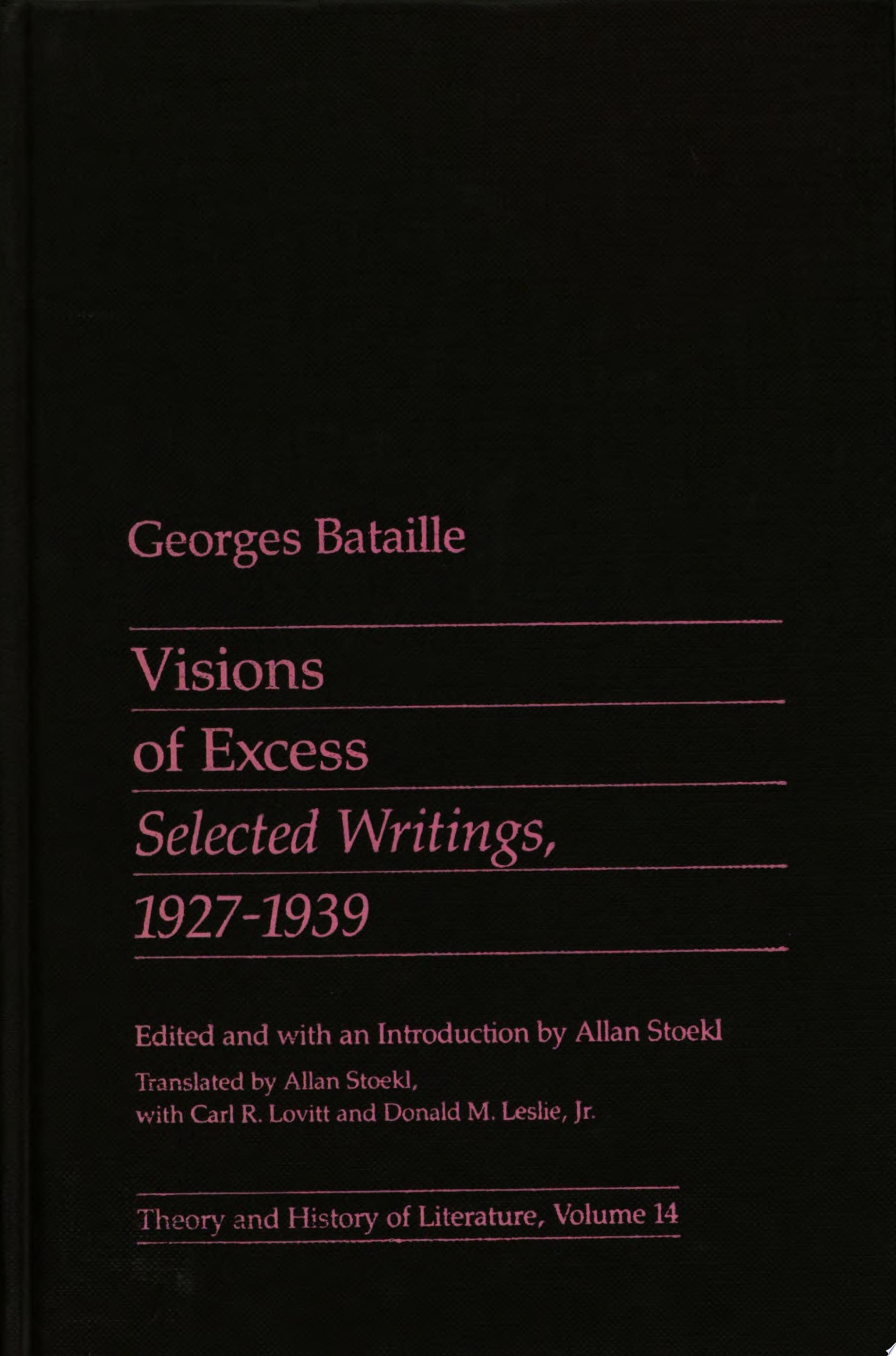 Visions of Excess Selected Writings, 1927-1939