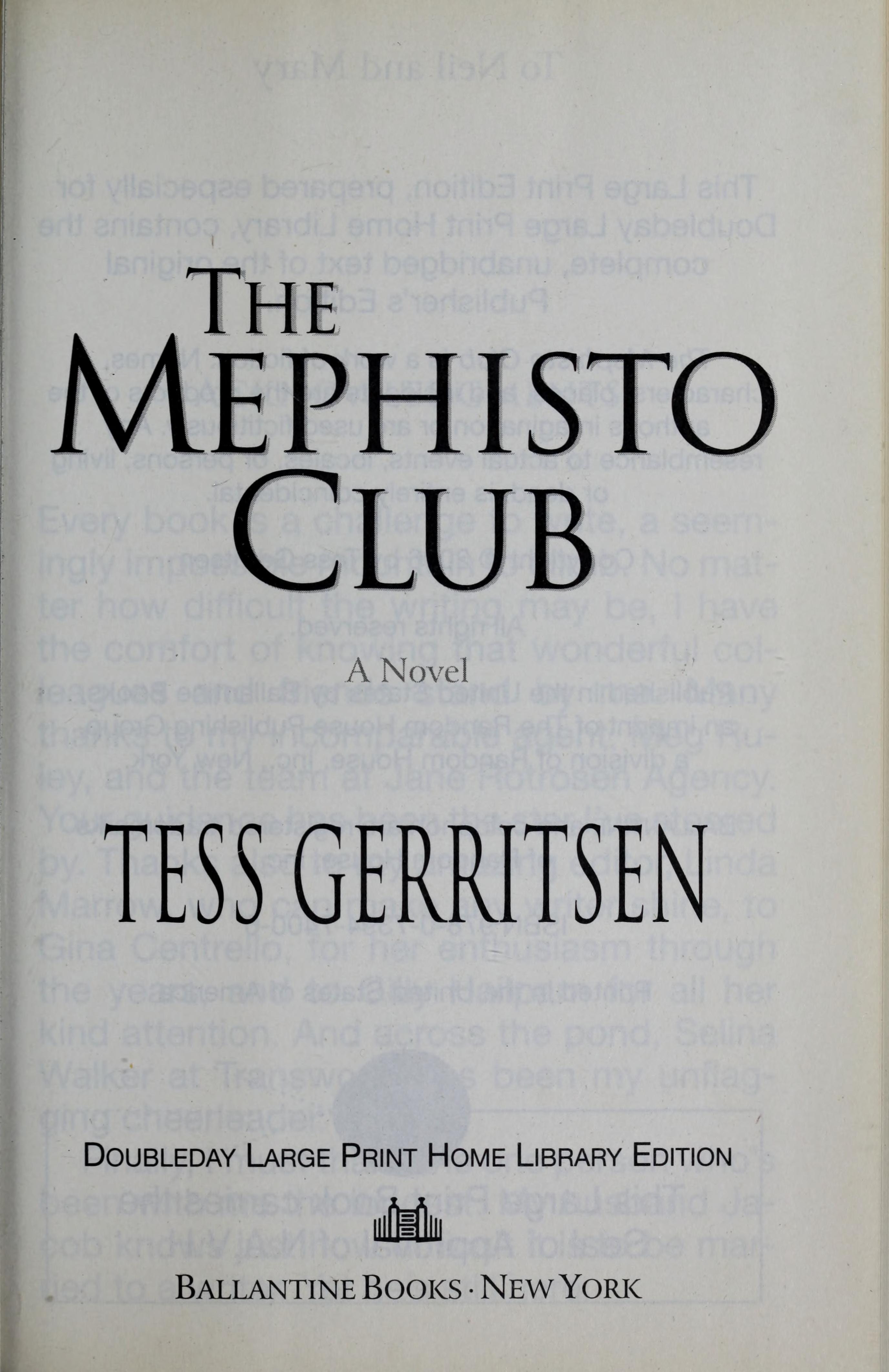 The Mephisto Club A Novel