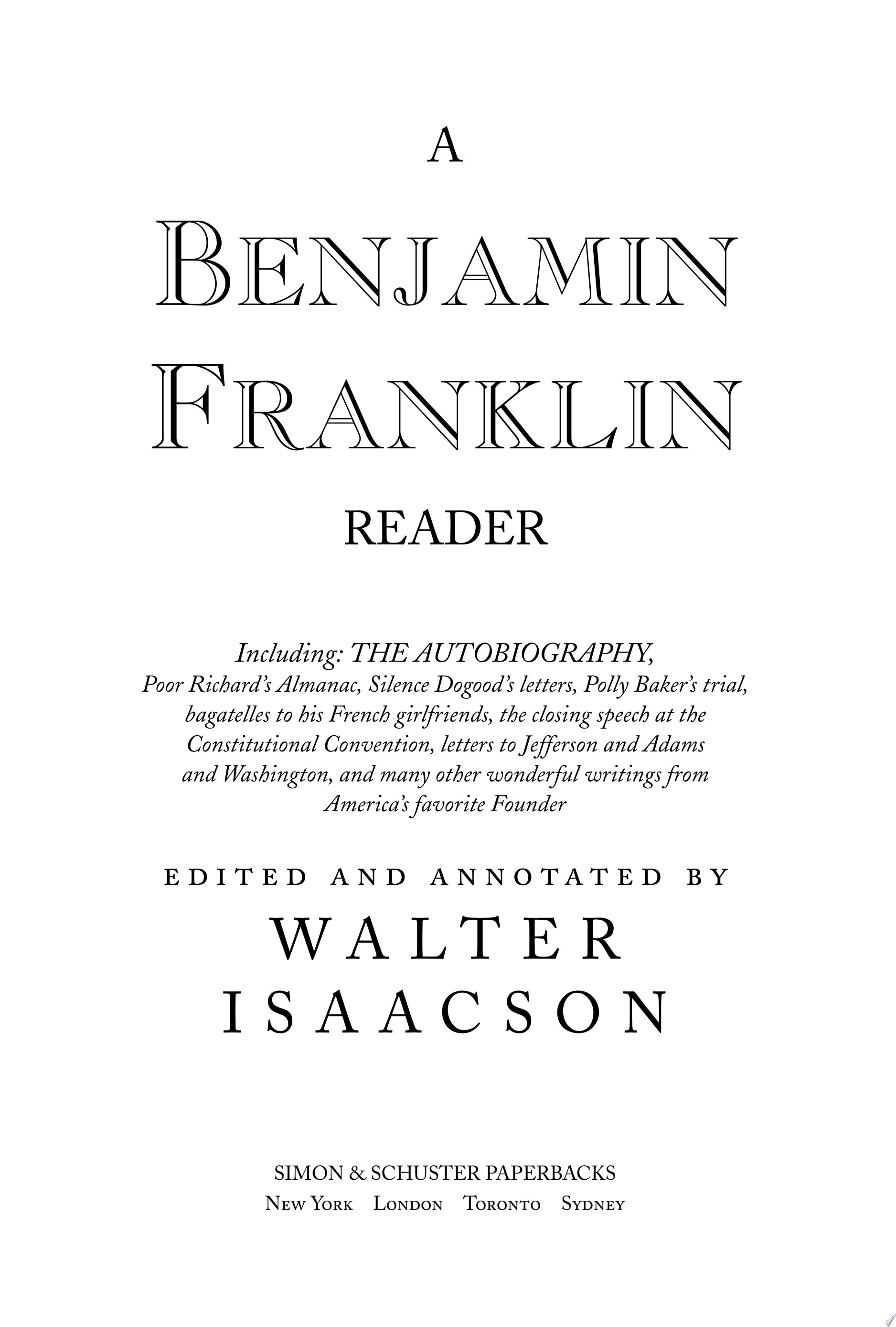 A Benjamin Franklin Reader