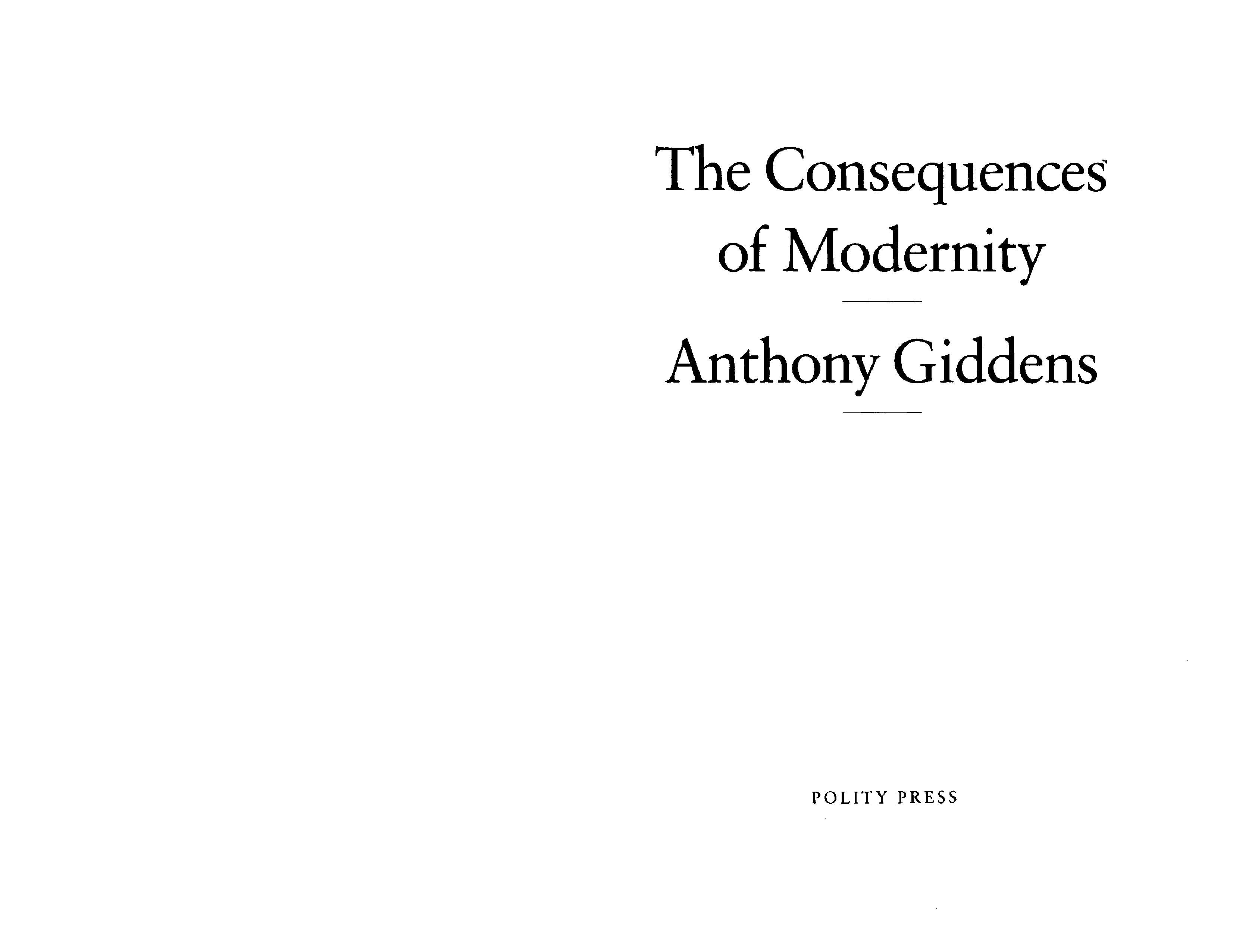 Title: The Consequences of Modernity