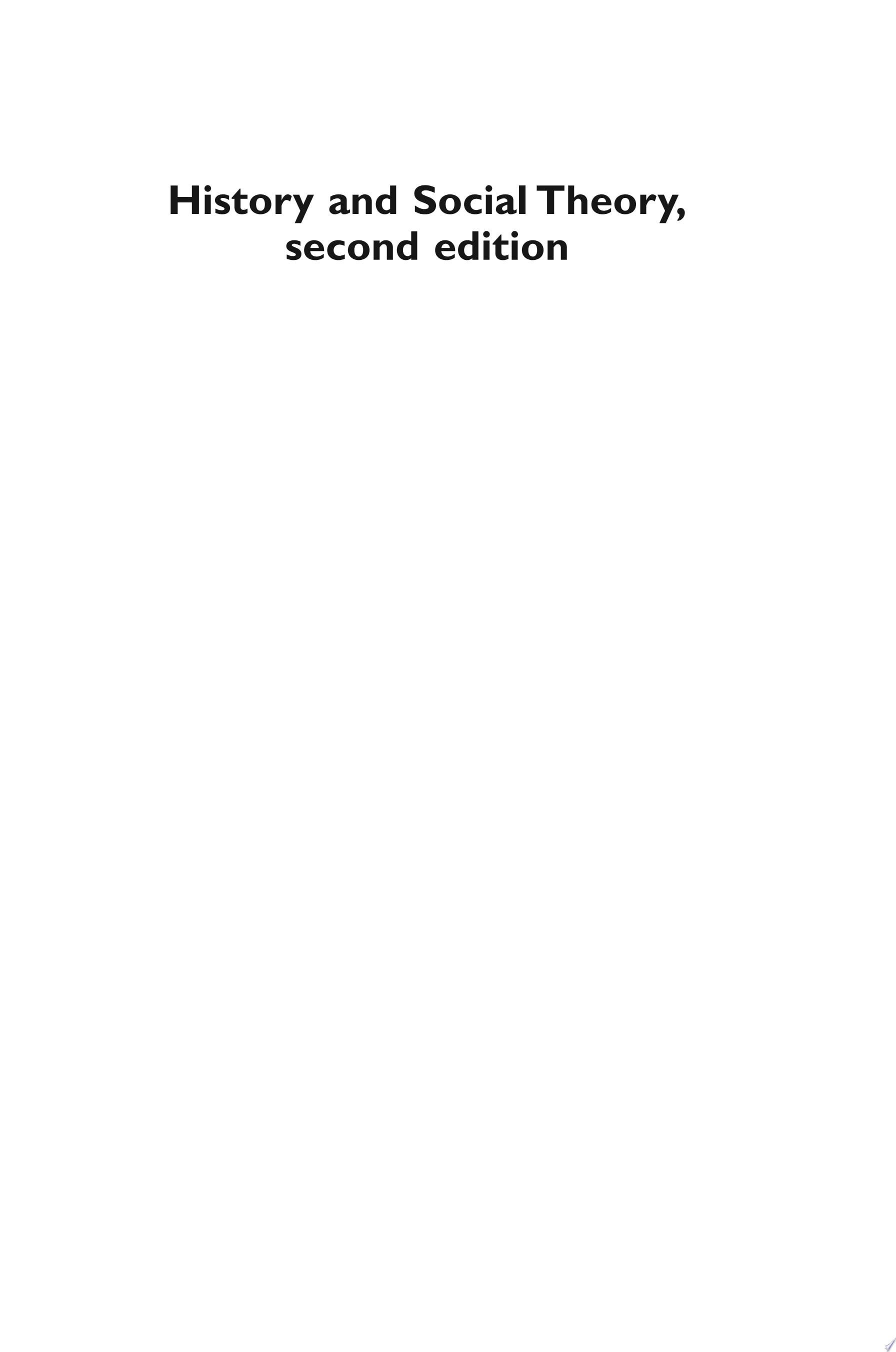 History and Social Theory