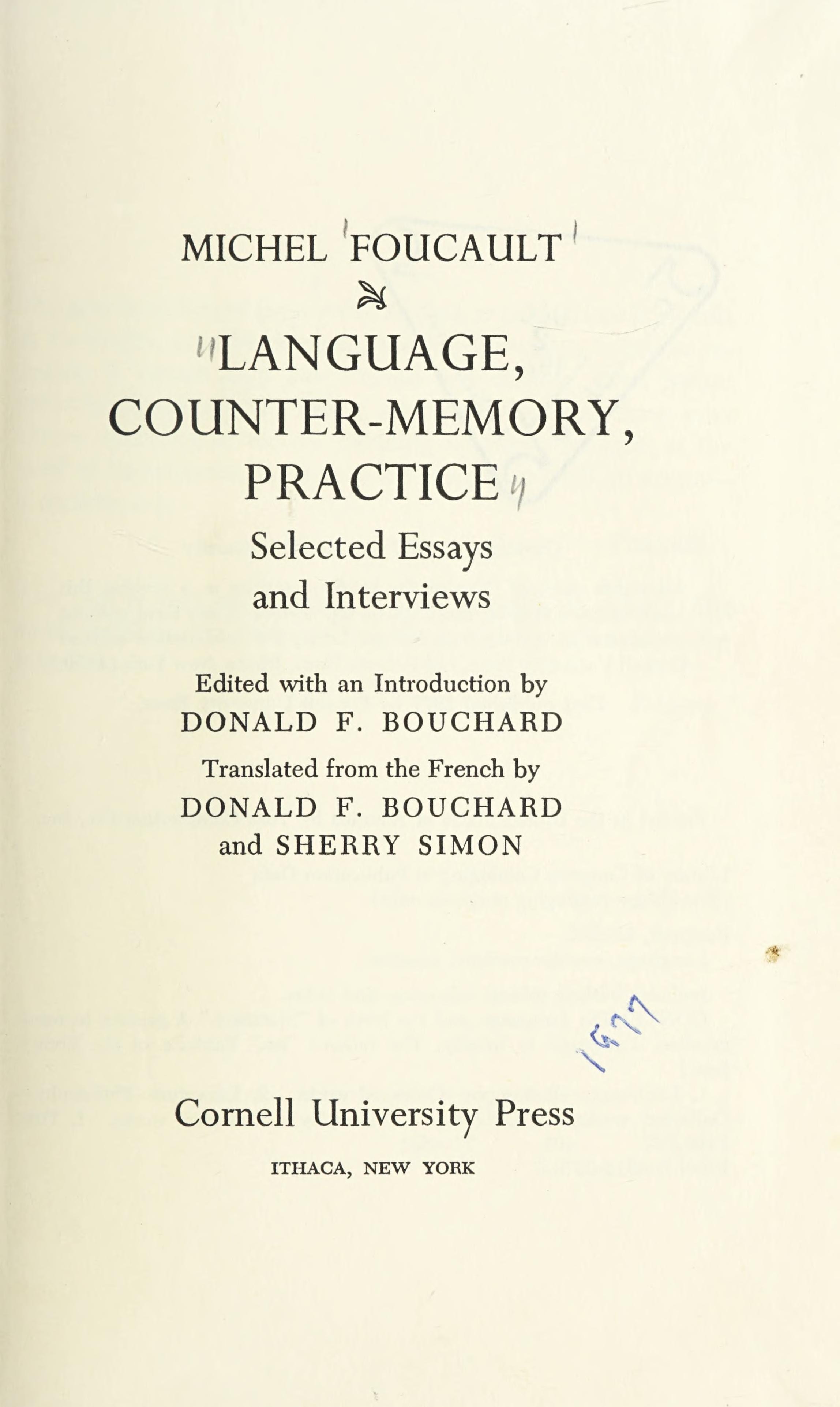 Language, Counter-Memory, Practice: Selected Essays and Interviews