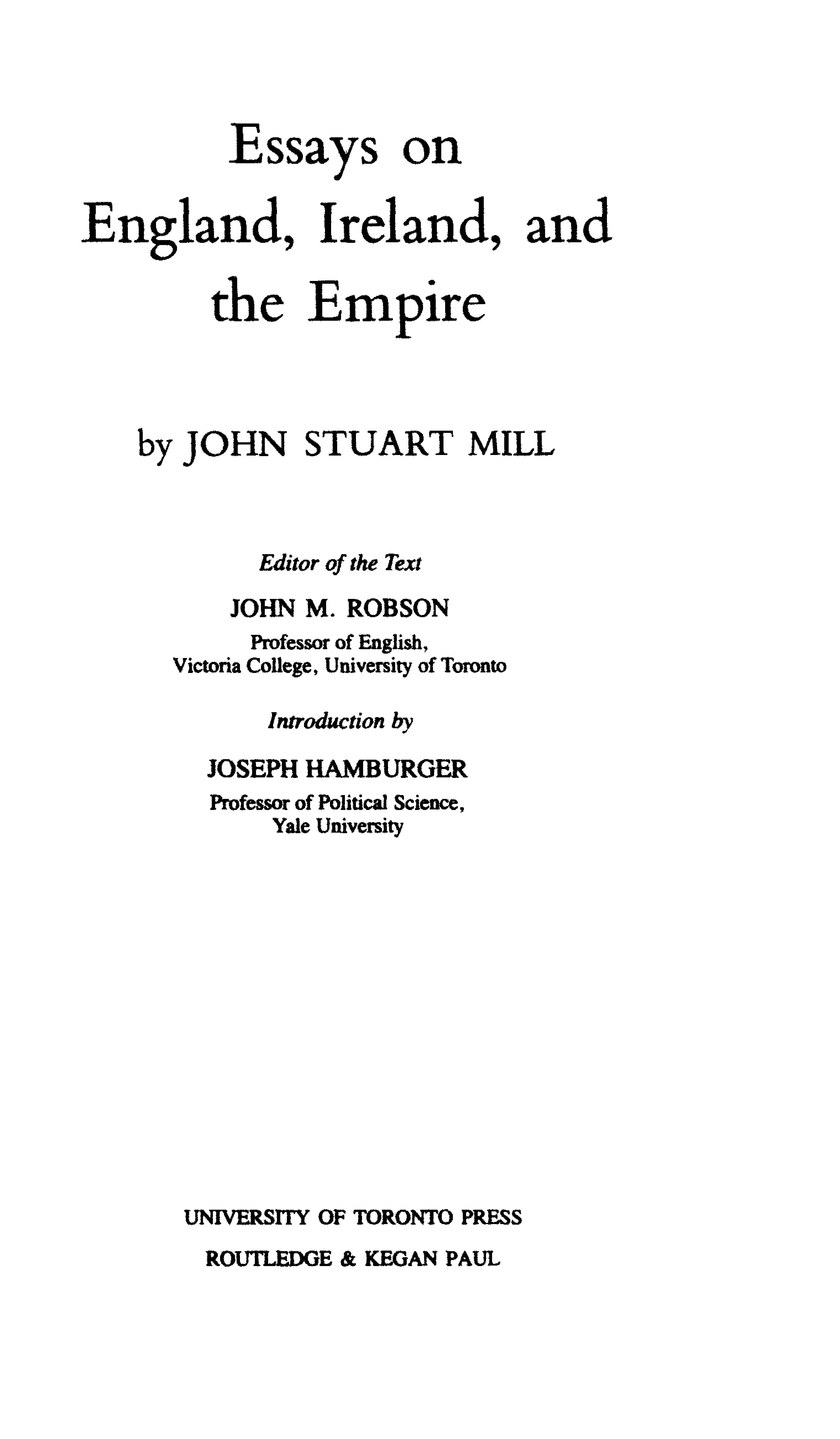 Essays on England, Ireland, and the Empire