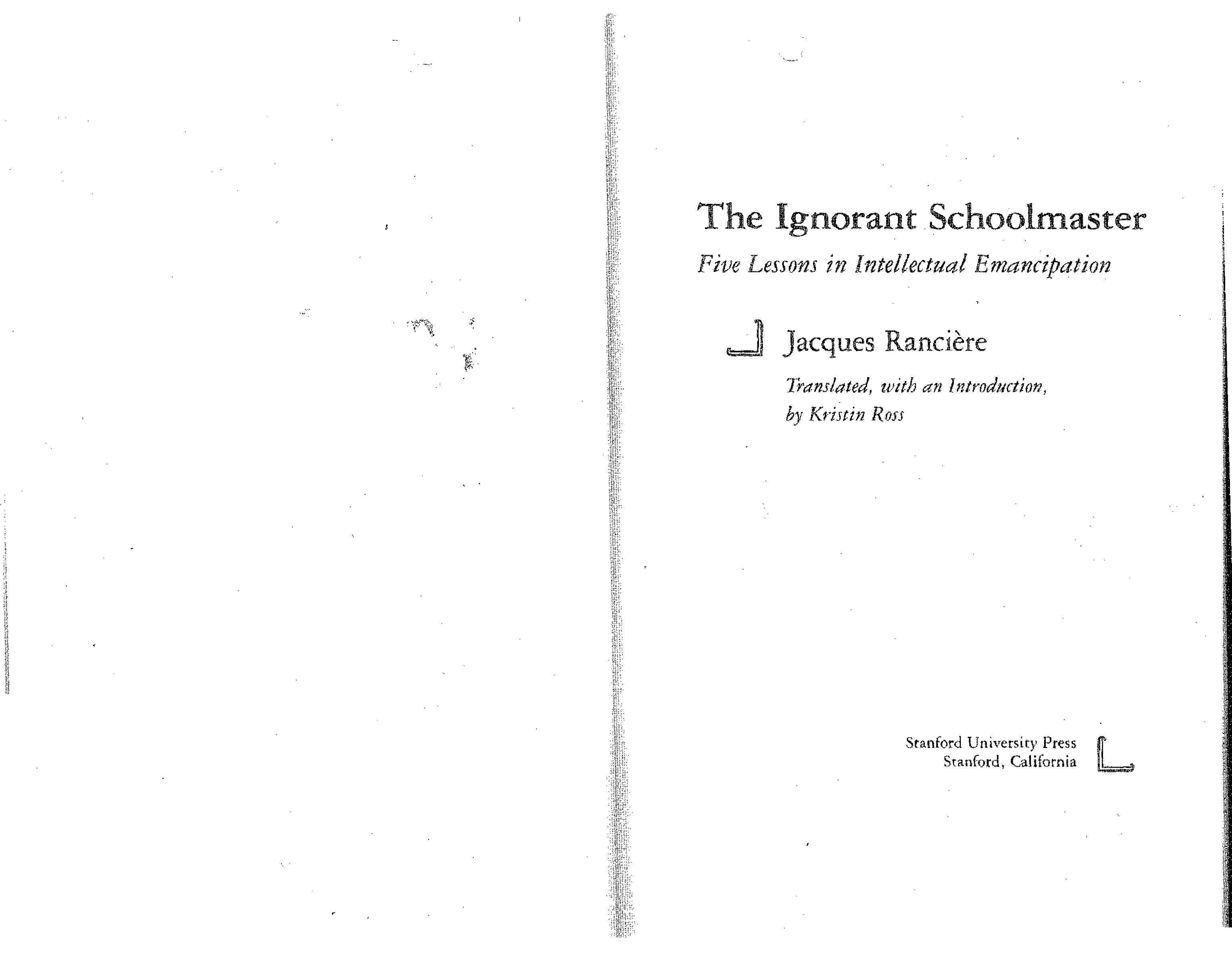The Ignorant Schoolmaster Five Lessons in Intellectual Emancipation