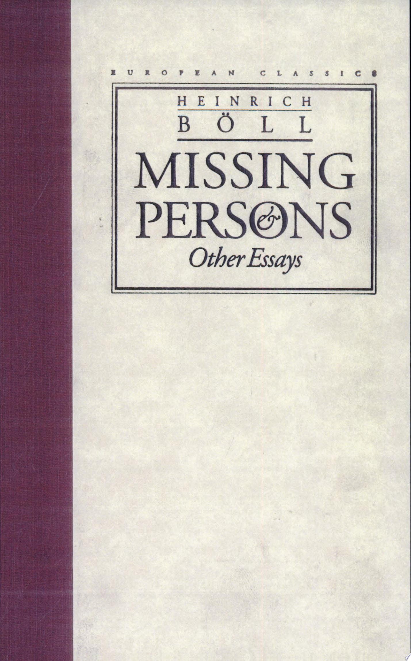 Missing Persons and Other Essays