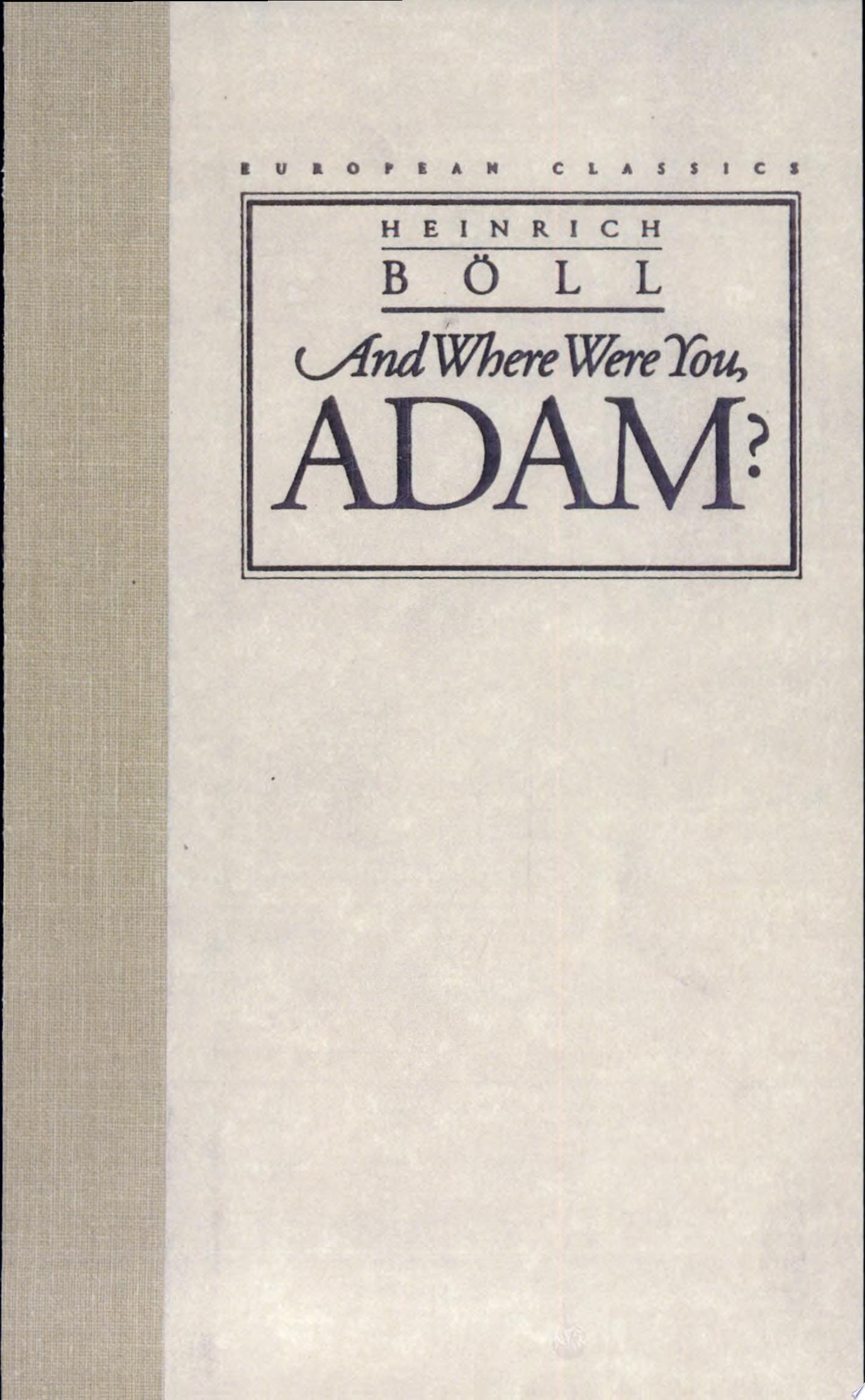 And where Were You, Adam?