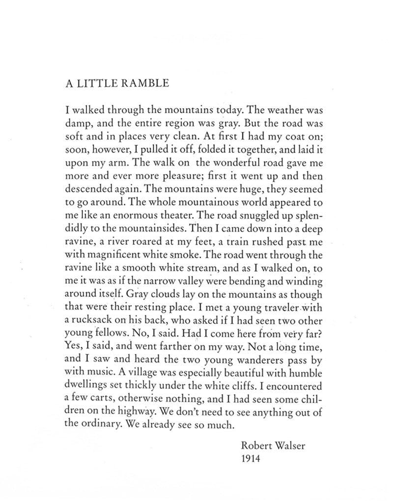 A Little Ramble In the Spirit of Robert Walser