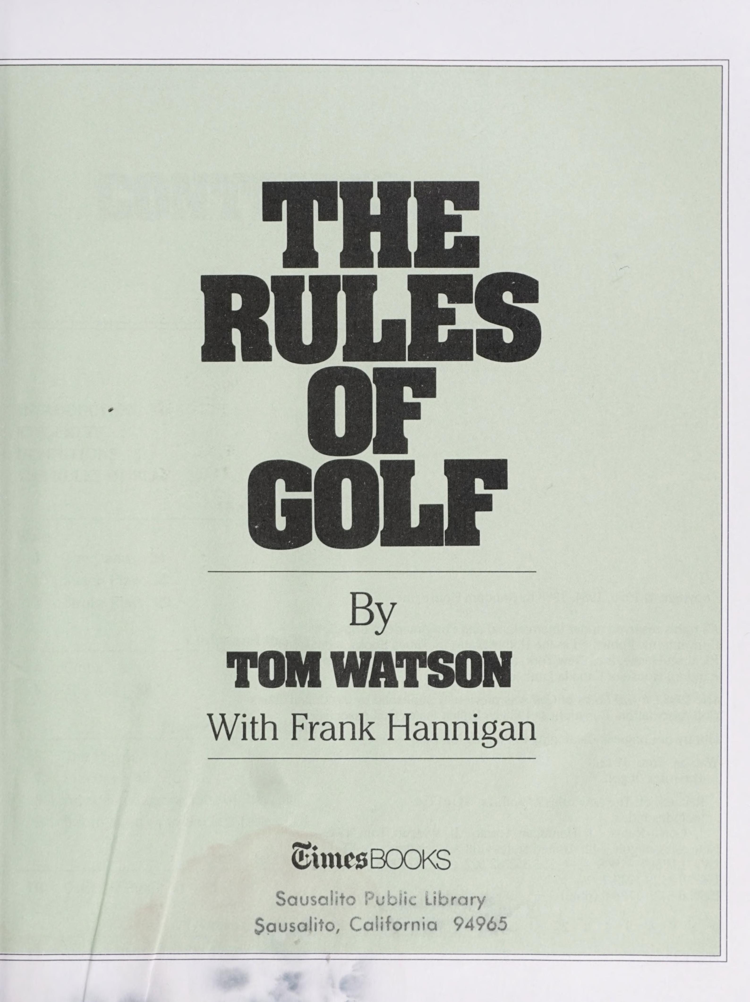The Rules of Golf