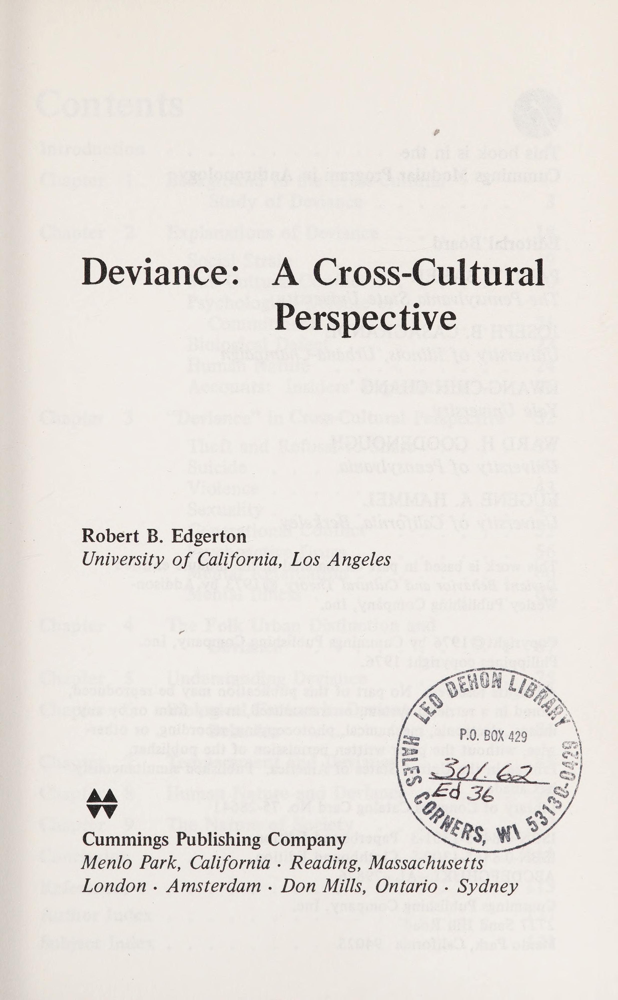 Deviance, a Cross-cultural Perspective