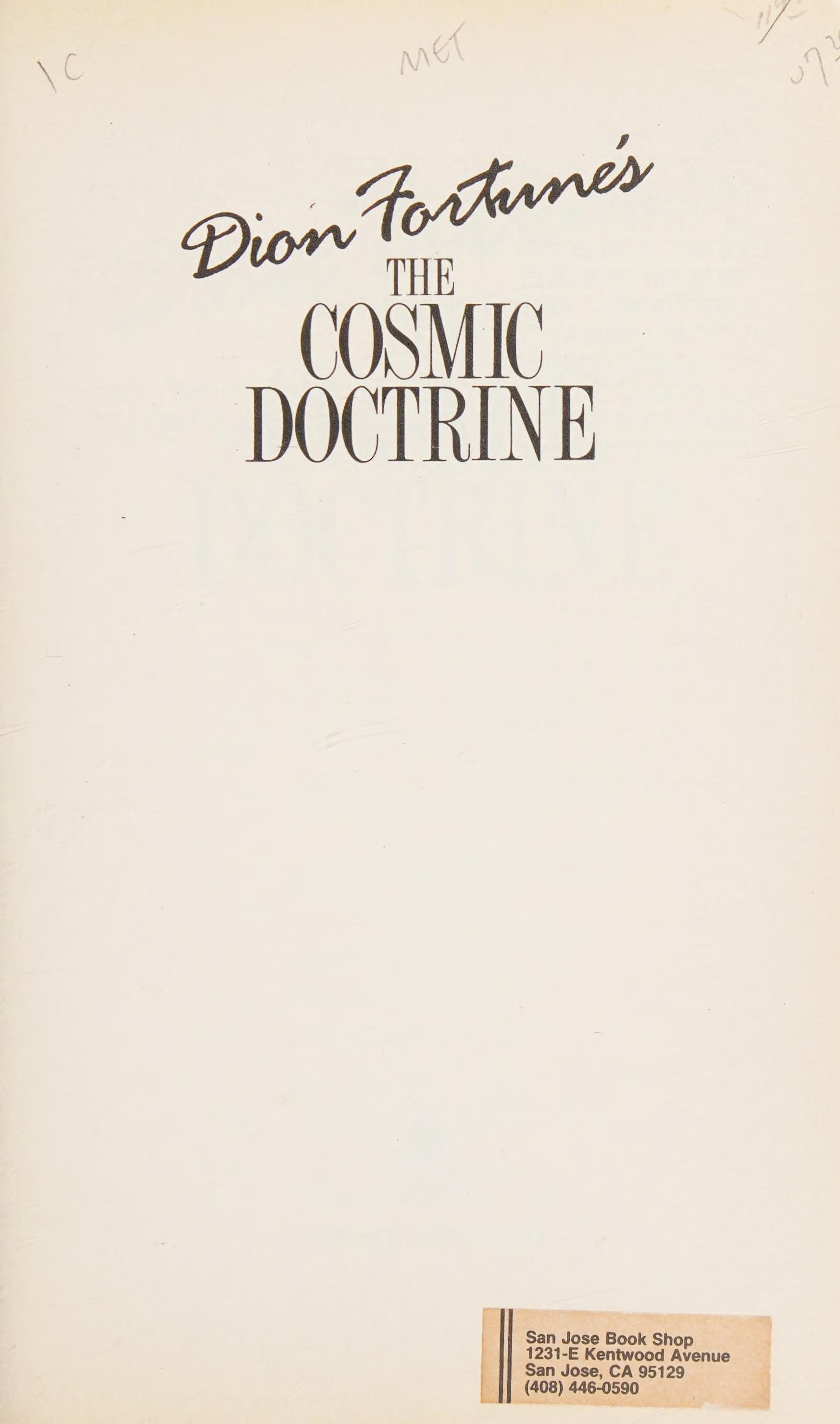 Dion Fortune's The Cosmic Doctrine